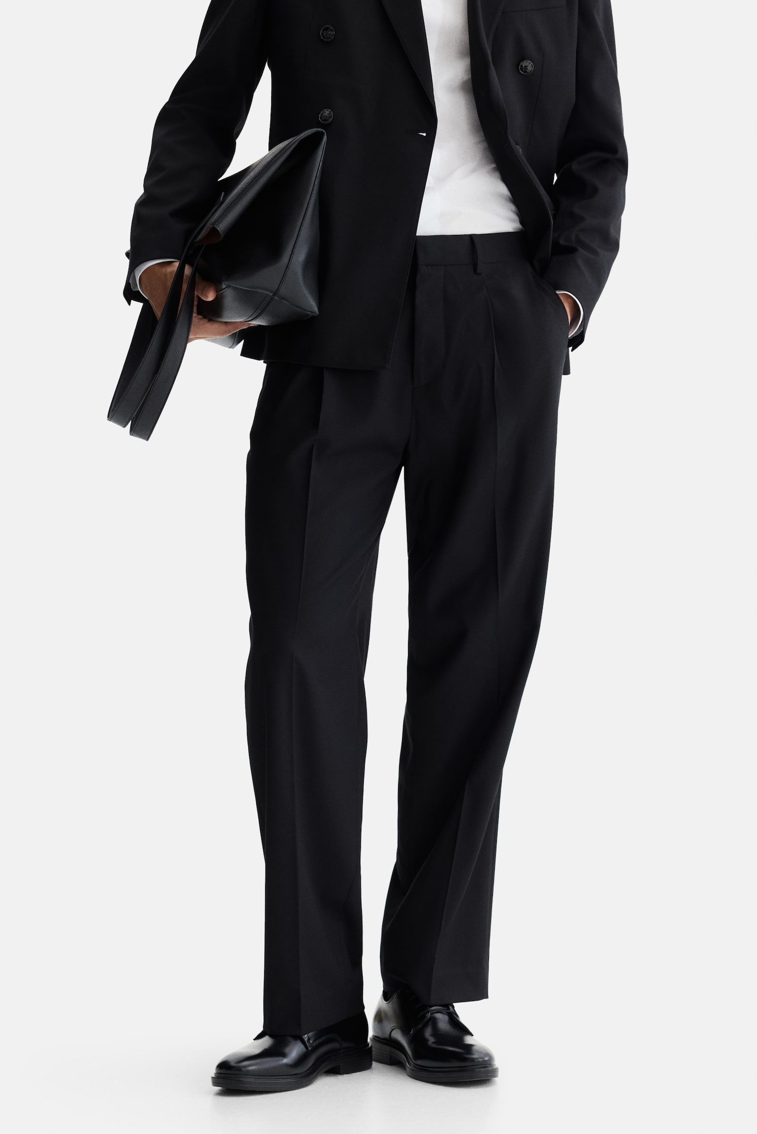 Regular-Fit Tailored Pants - Black - 5