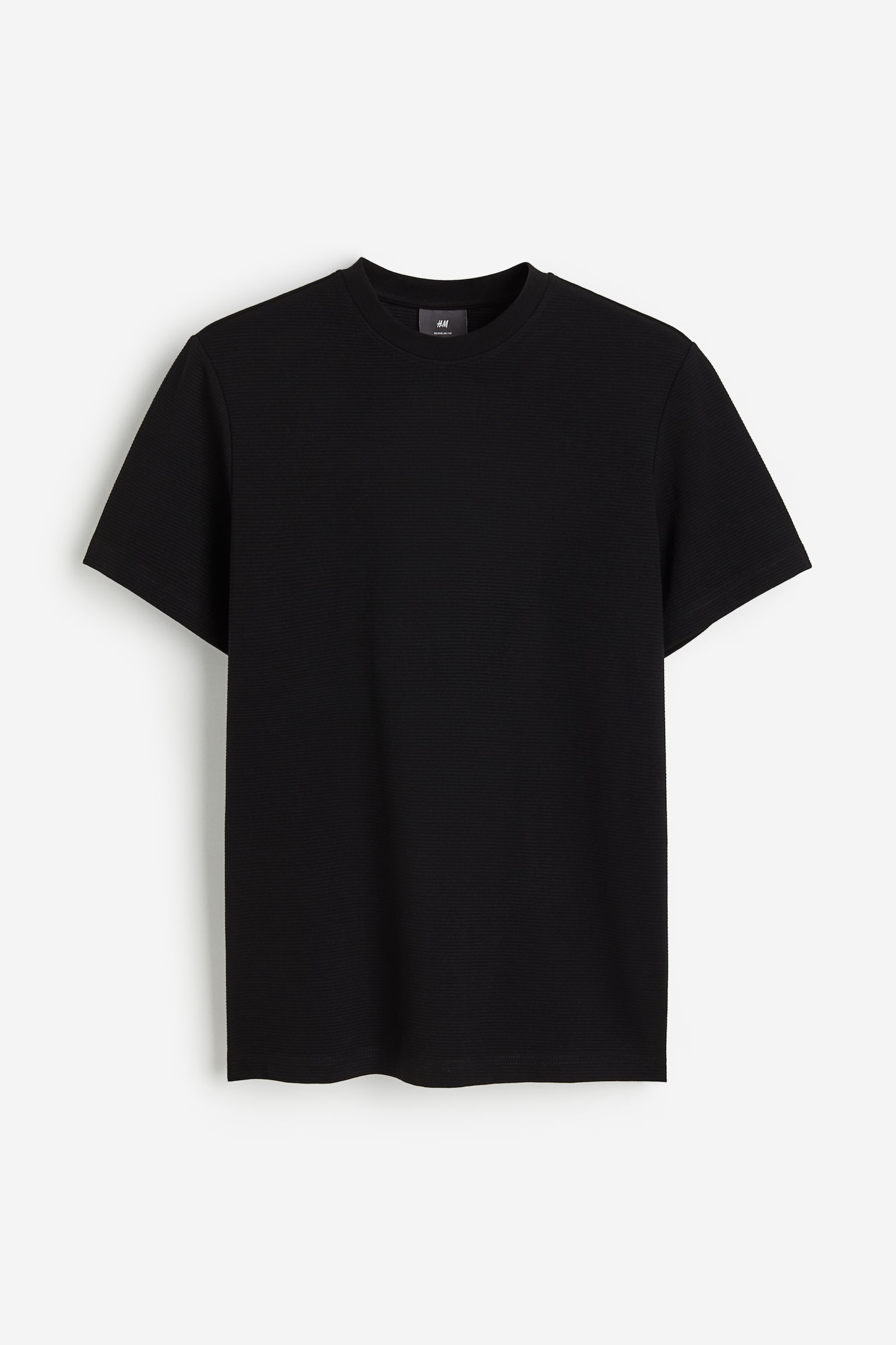 Regular Fit Ribbed T-shirt - Black/White - 2