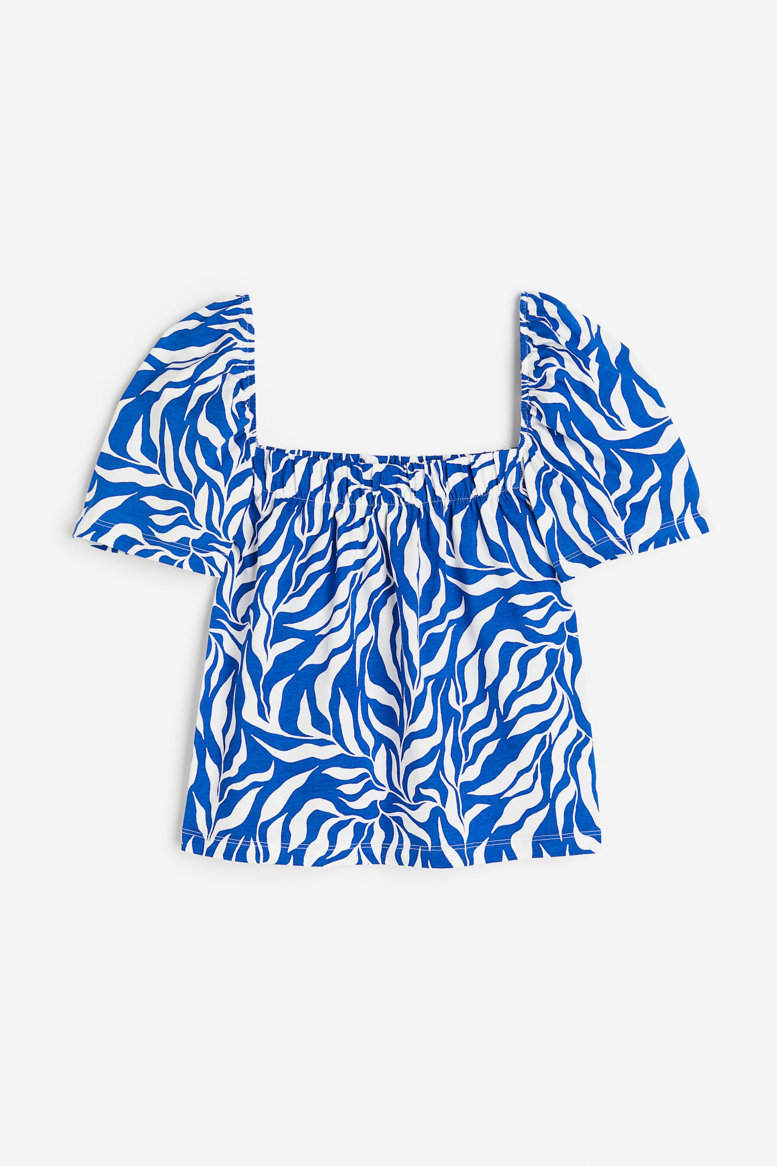 Square Neck Top - Bright blue/Pattern - 1