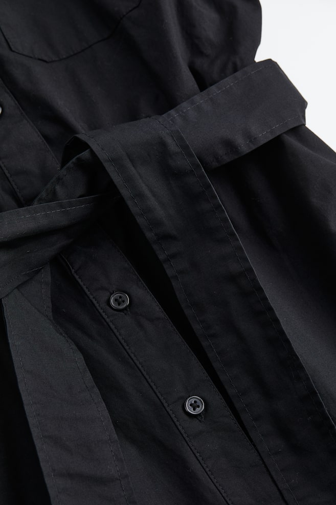 H&M+ Tie-belt cotton shirt dress - Black - 3