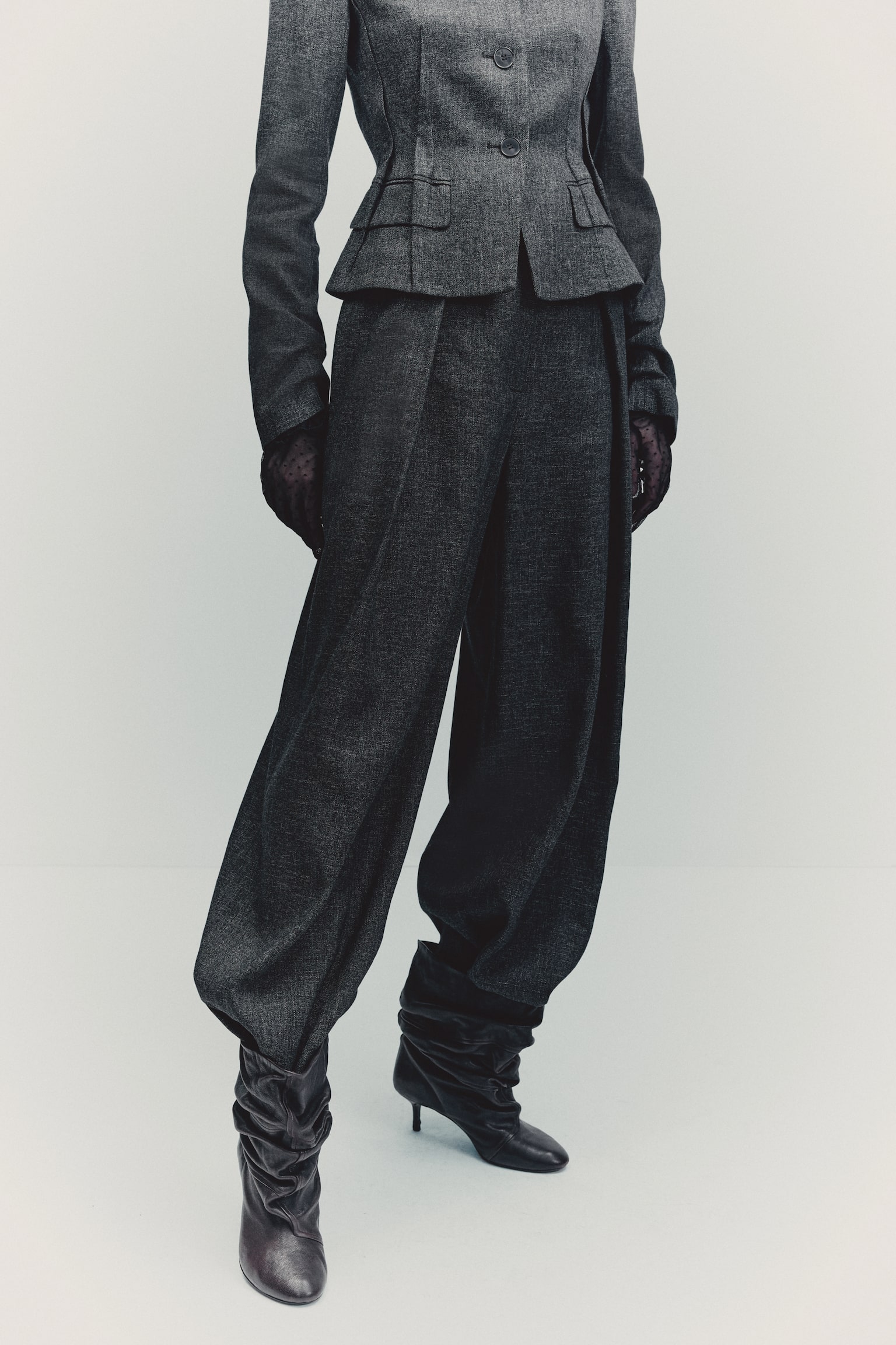 Wool-blend suit trousers - Dark grey - 3