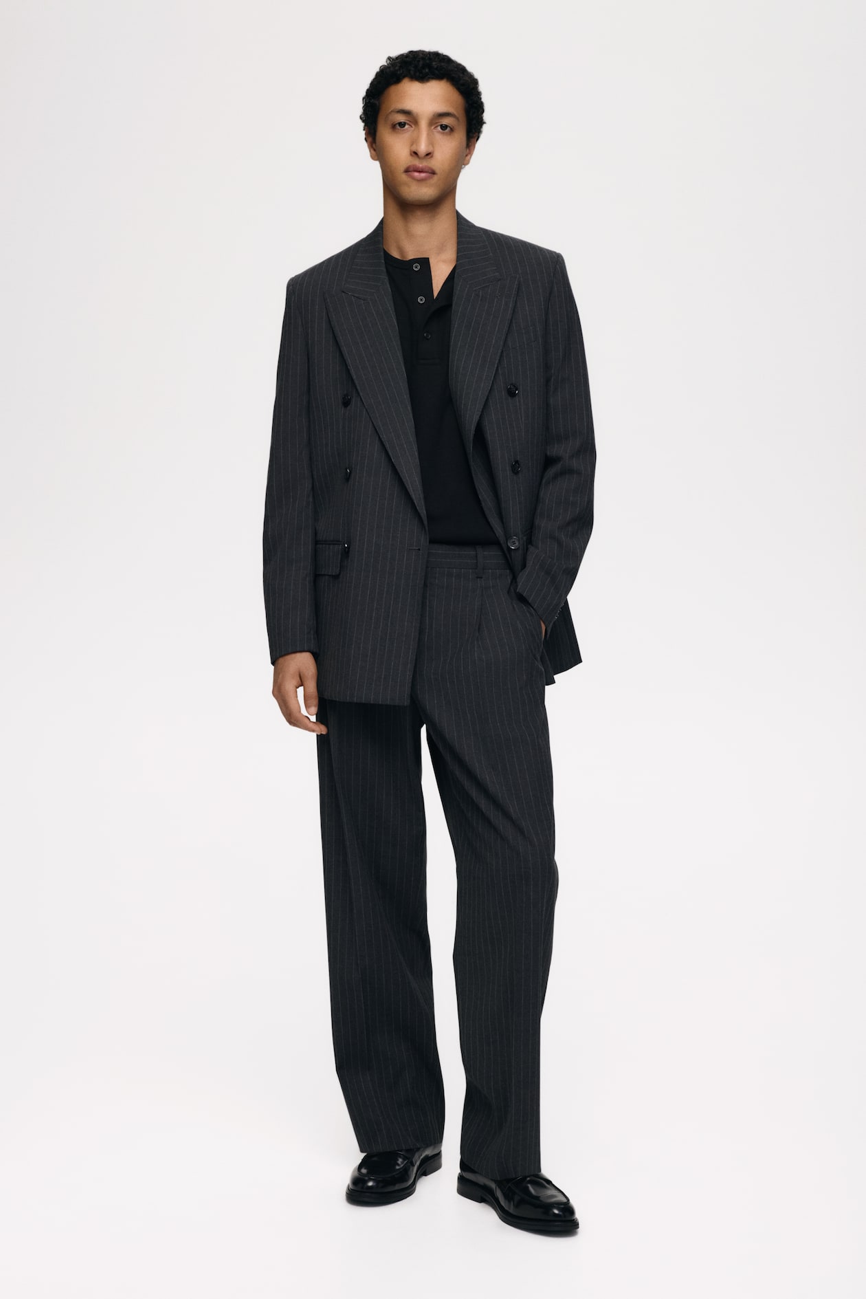 Relaxed Fit Suit trousers Dark grey/Pinstriped Men H&M IN