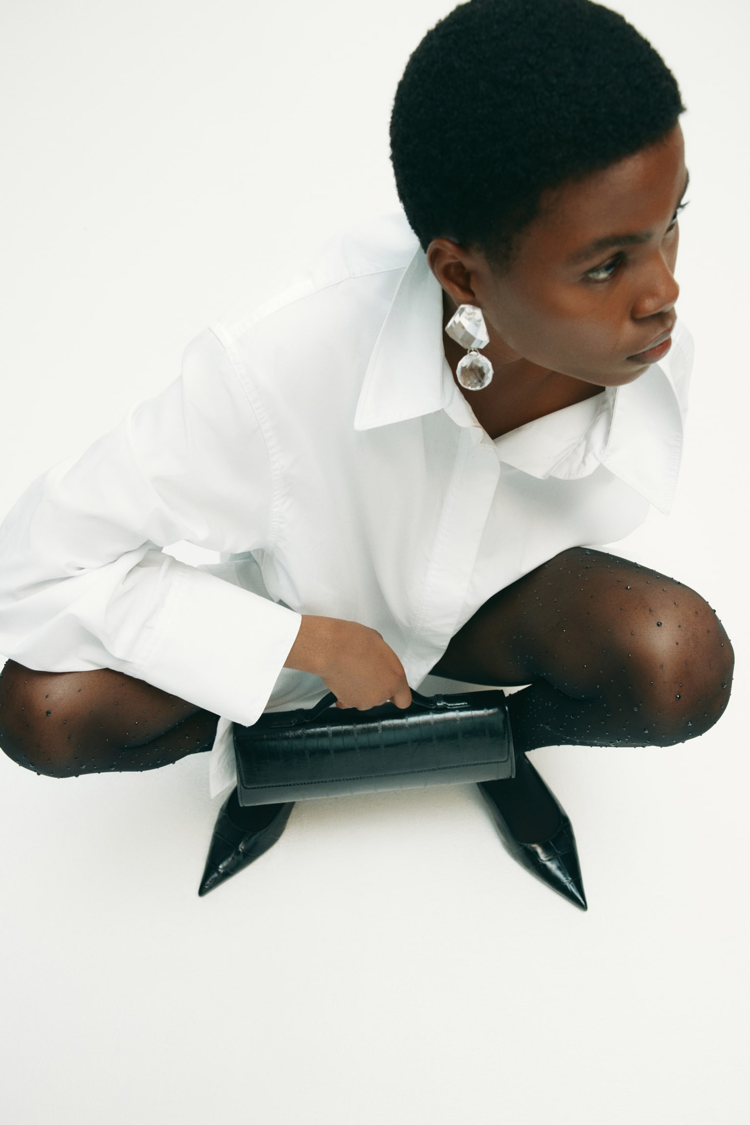 Rhinestone-embellished tights - Black - 3