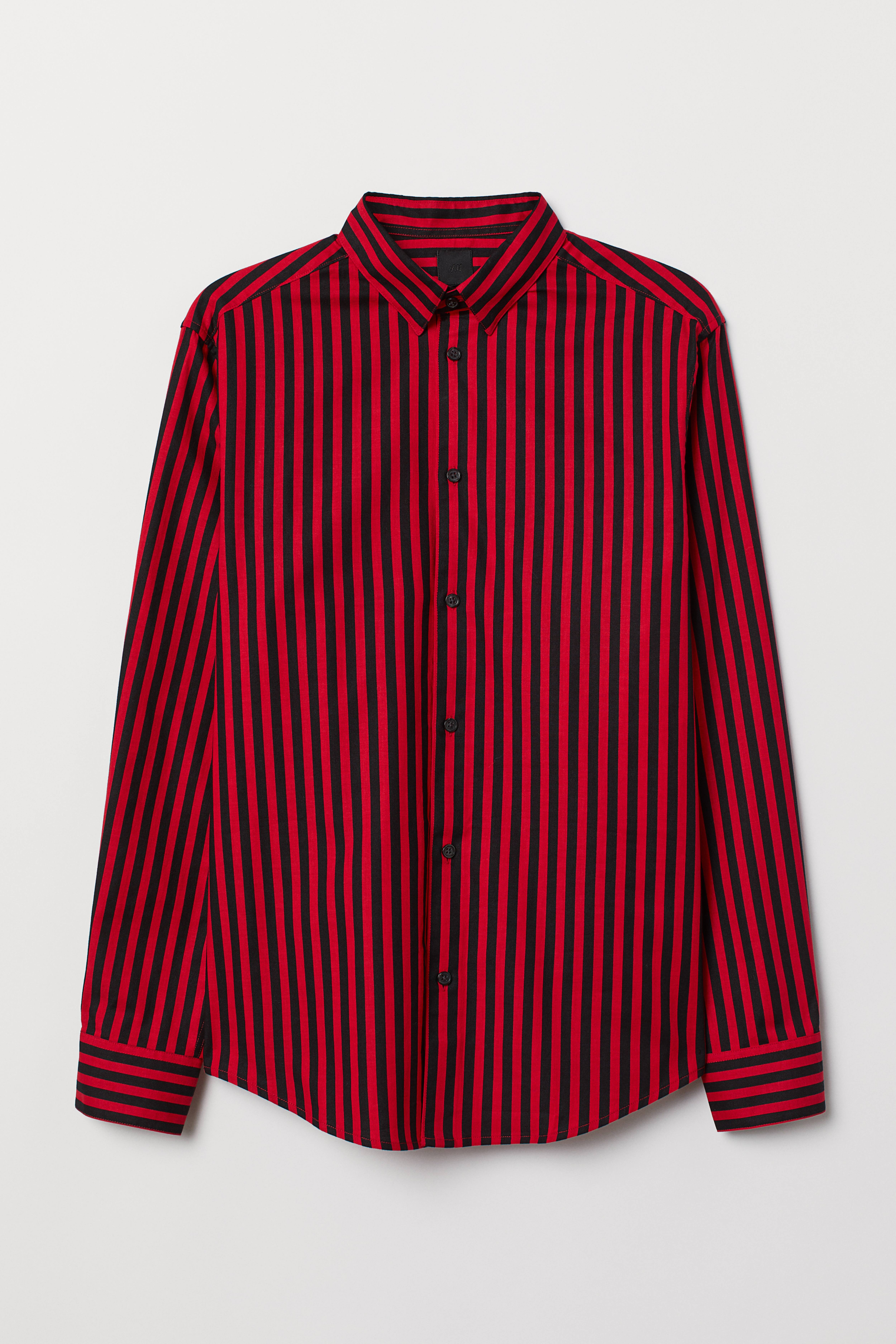 Regular Fit Shirt Black red striped Men H M US