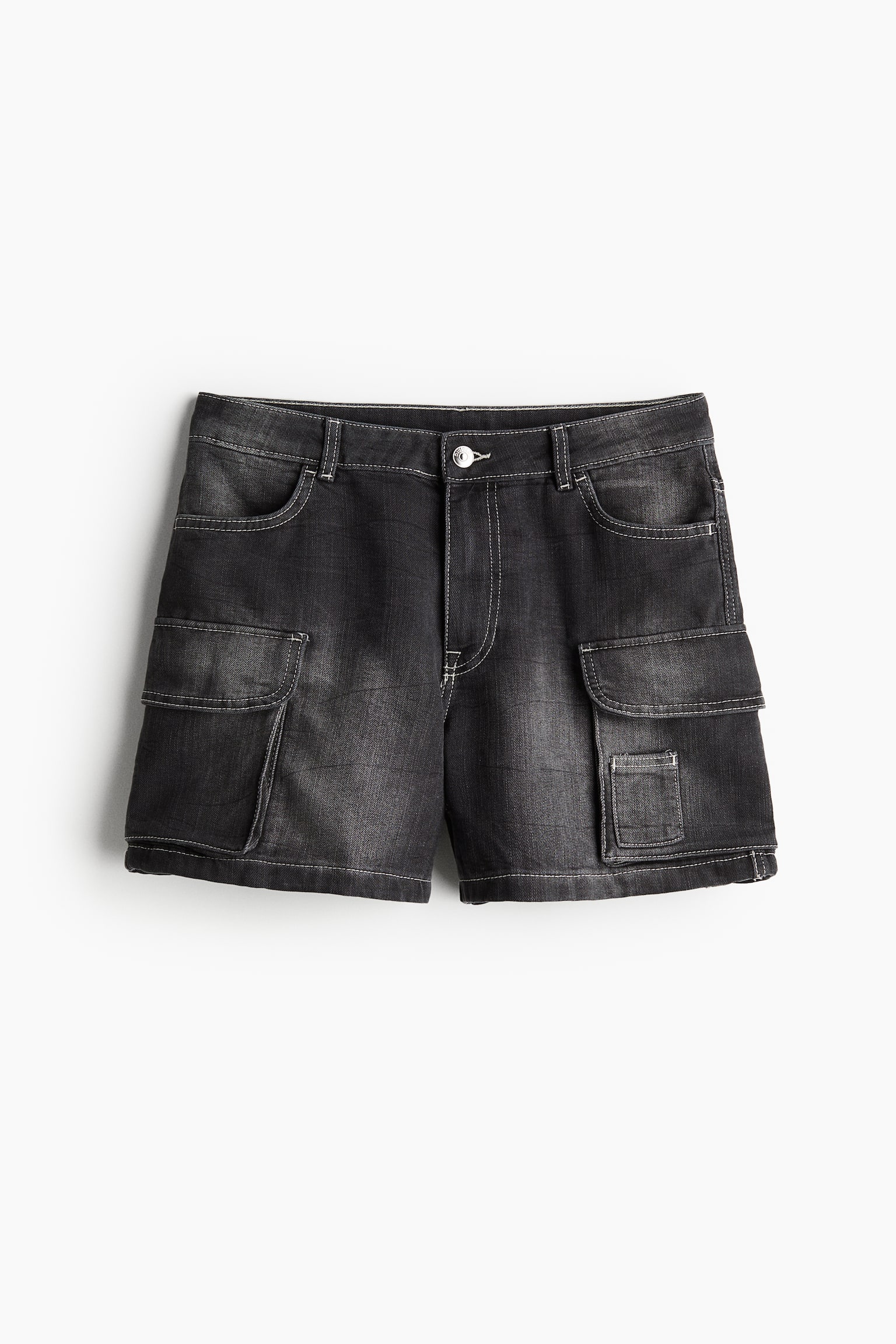 Regular Denim cargo shorts - Black/White/Dark greige - 2