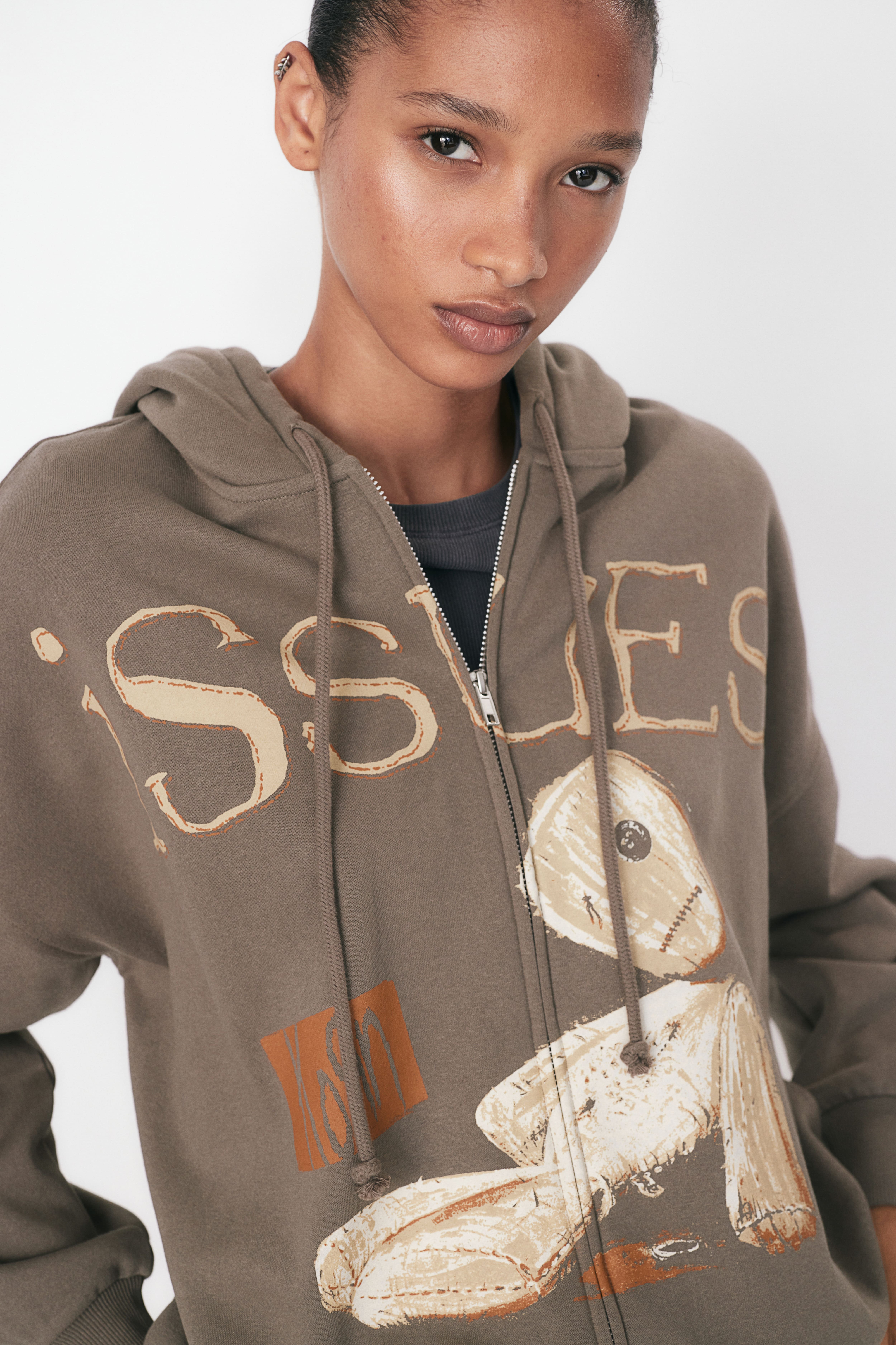 HM Oversized Hoodiejacke mit Motivdetail