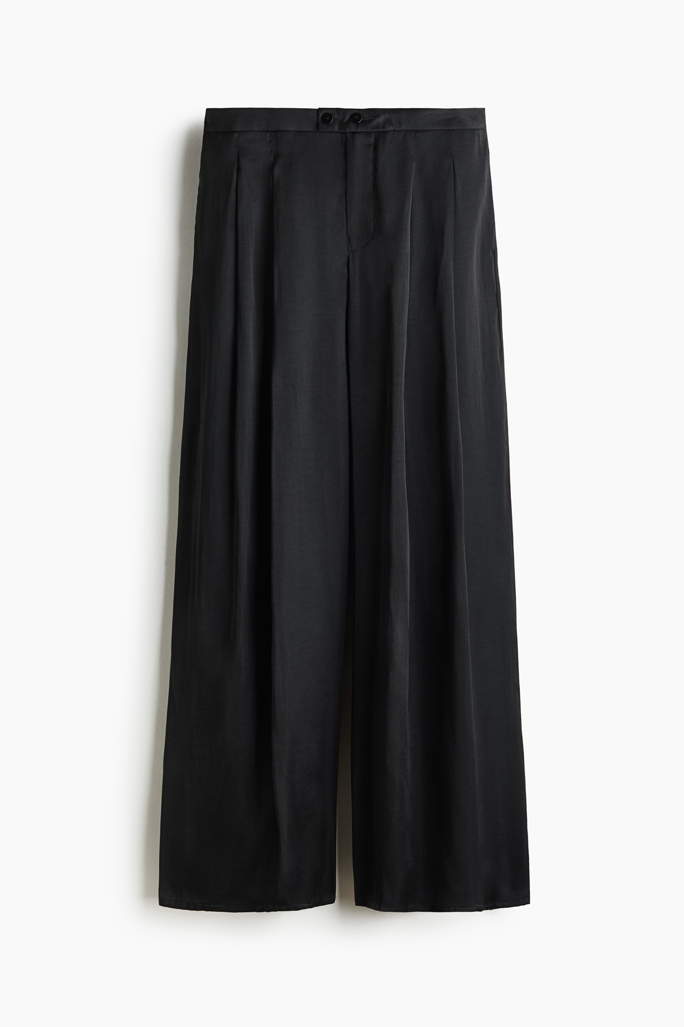 Pantaloni ampi in satin - Nero/Beige chiaro