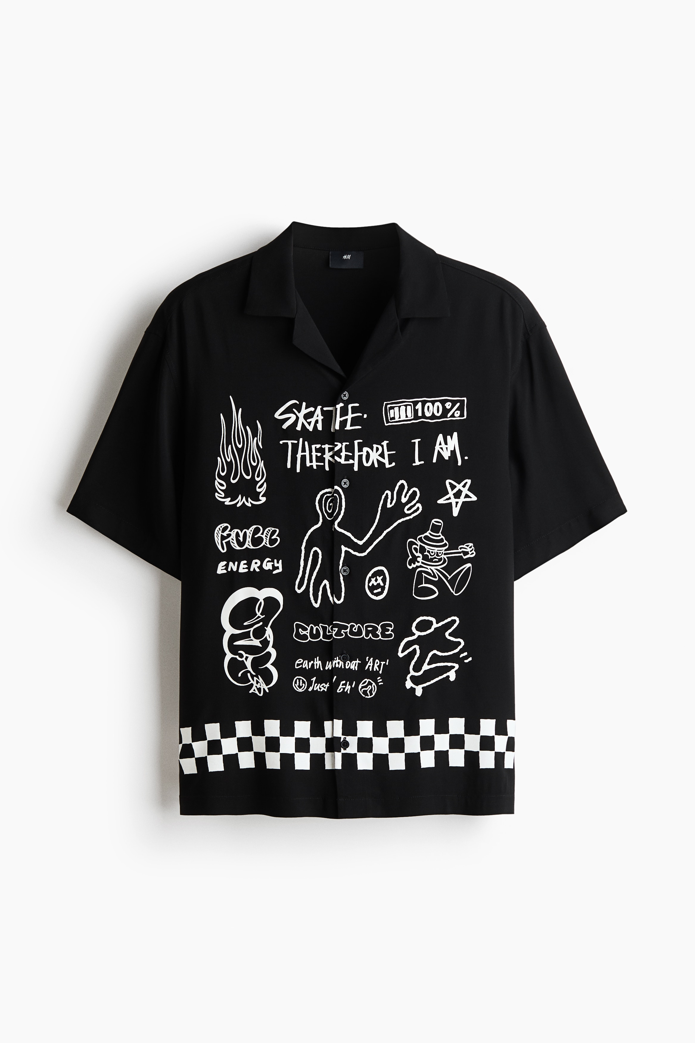 ルーズフィット プリントリゾートシャツ - ブラック／Skate/ホワイト／Speed/ダークティール／Wild Rave