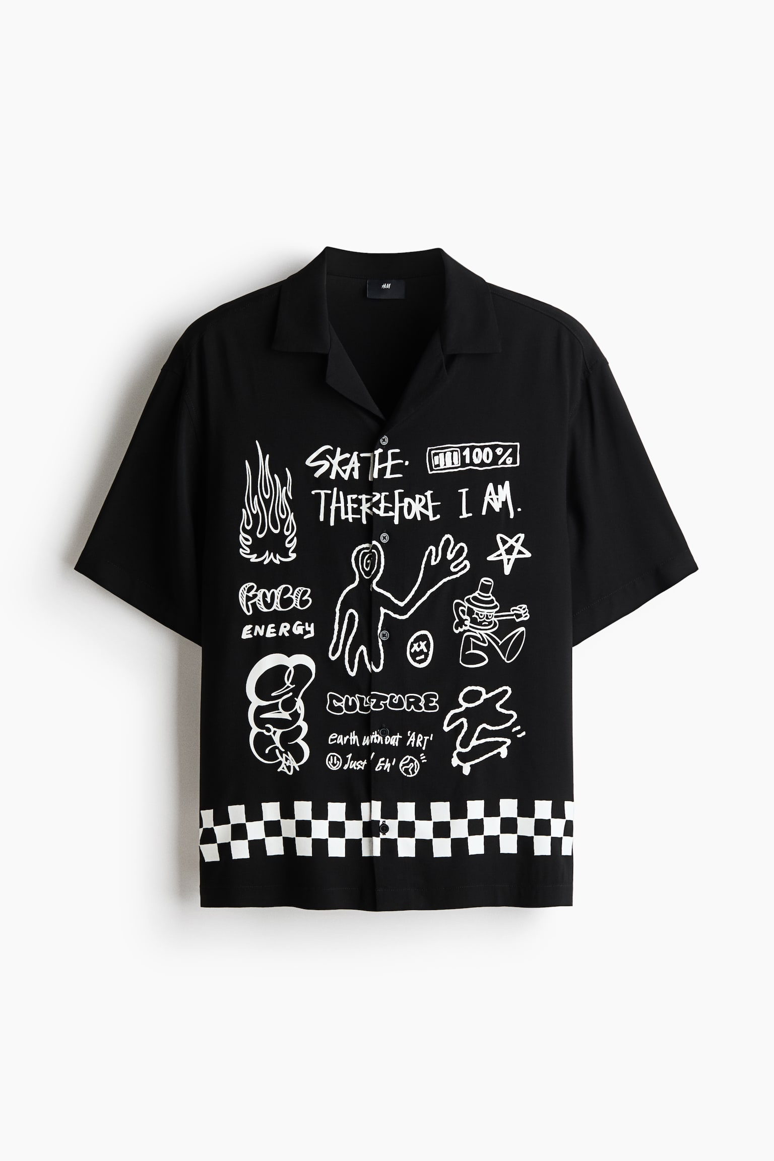 寬鬆剪裁圖案休閒襯衫 - 黑色/Skate/深鴨綠色/Wild Rave/白色/Speed - 1