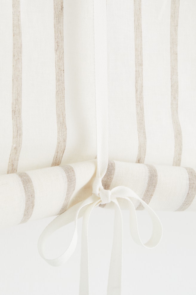 Linen-blend roll-up curtain - Cream/Striped/Natural white/Red - 2
