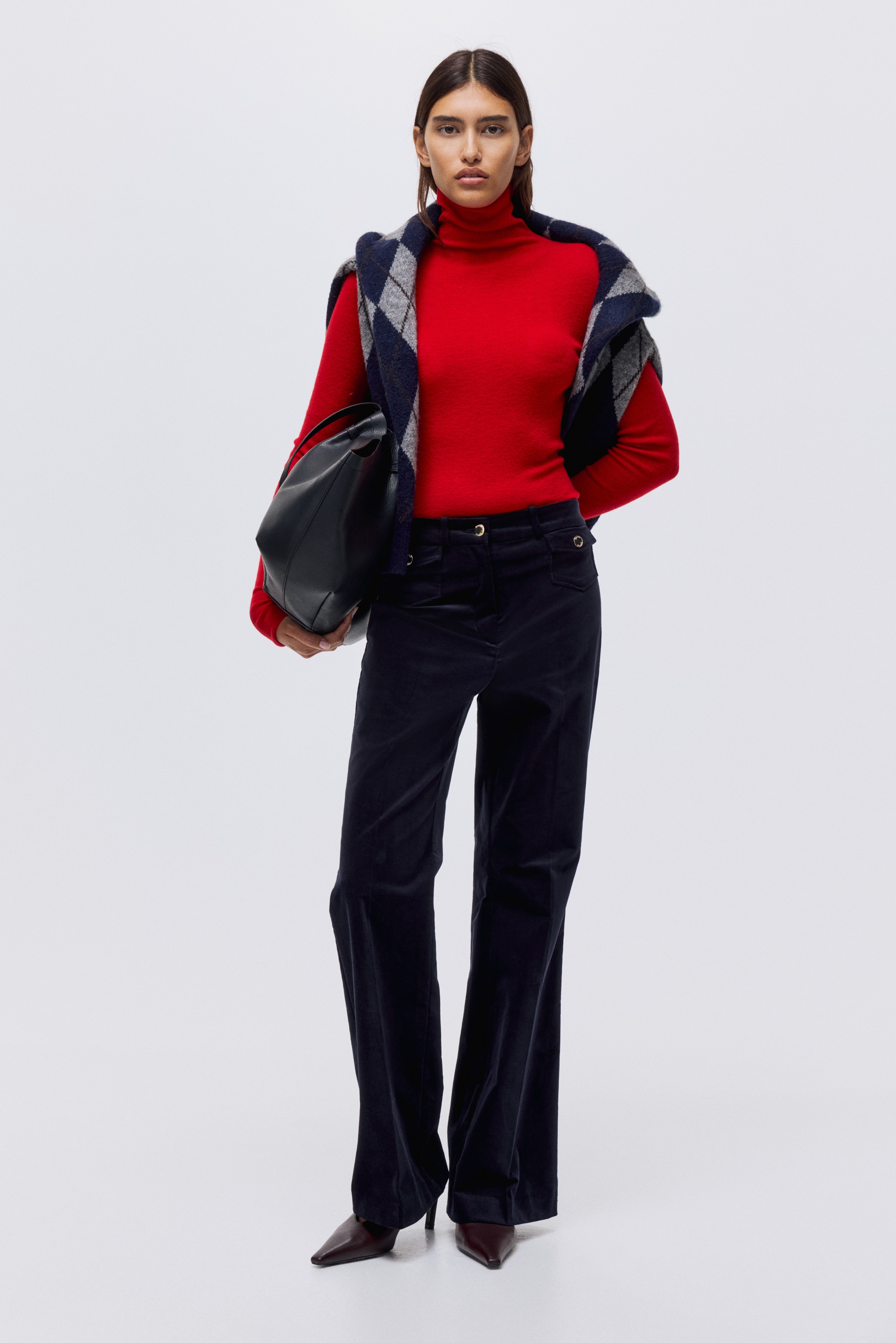 H & M - カシミヤブレンド タートルネックセーター - レッド H & M - カシミヤブレンド タートルネックセーター - レッド