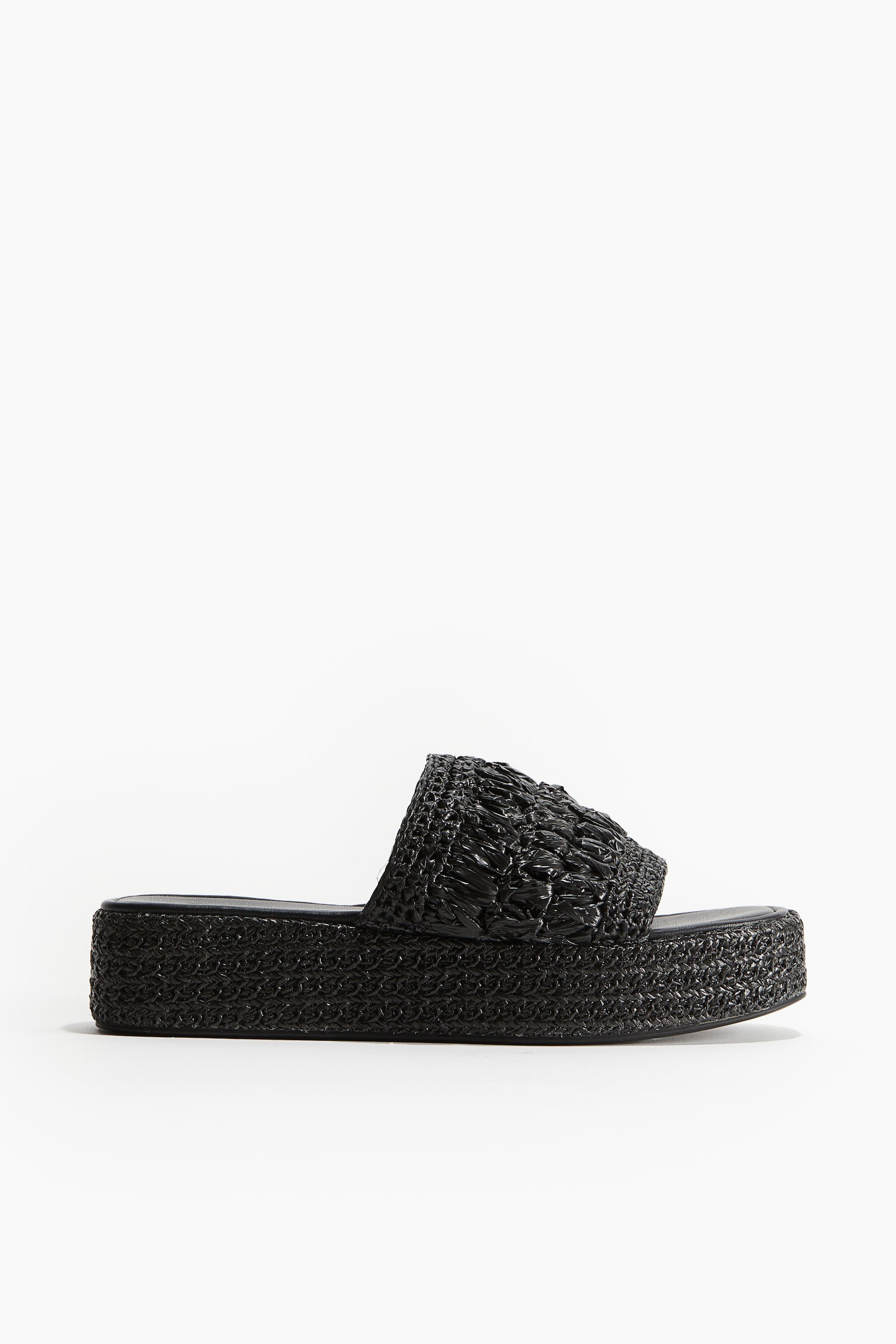 Platform Espadrille Sandals - Black/Light beige - 2