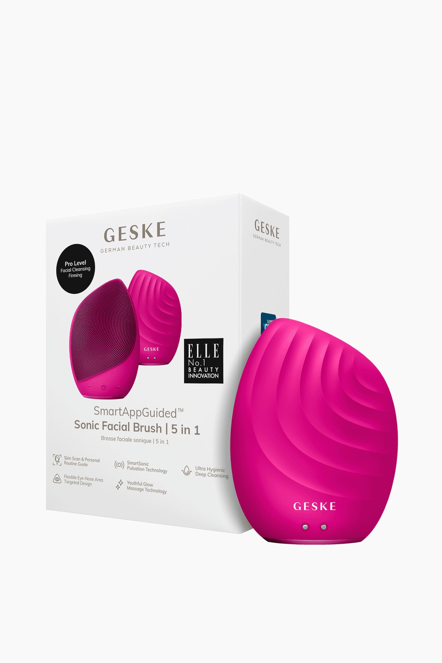 Sonic Facial Brush 5 In 1 - Magenta/Gray - 3