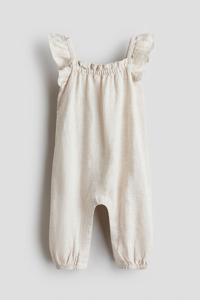 Linen Romper Suit - Light beige - 1