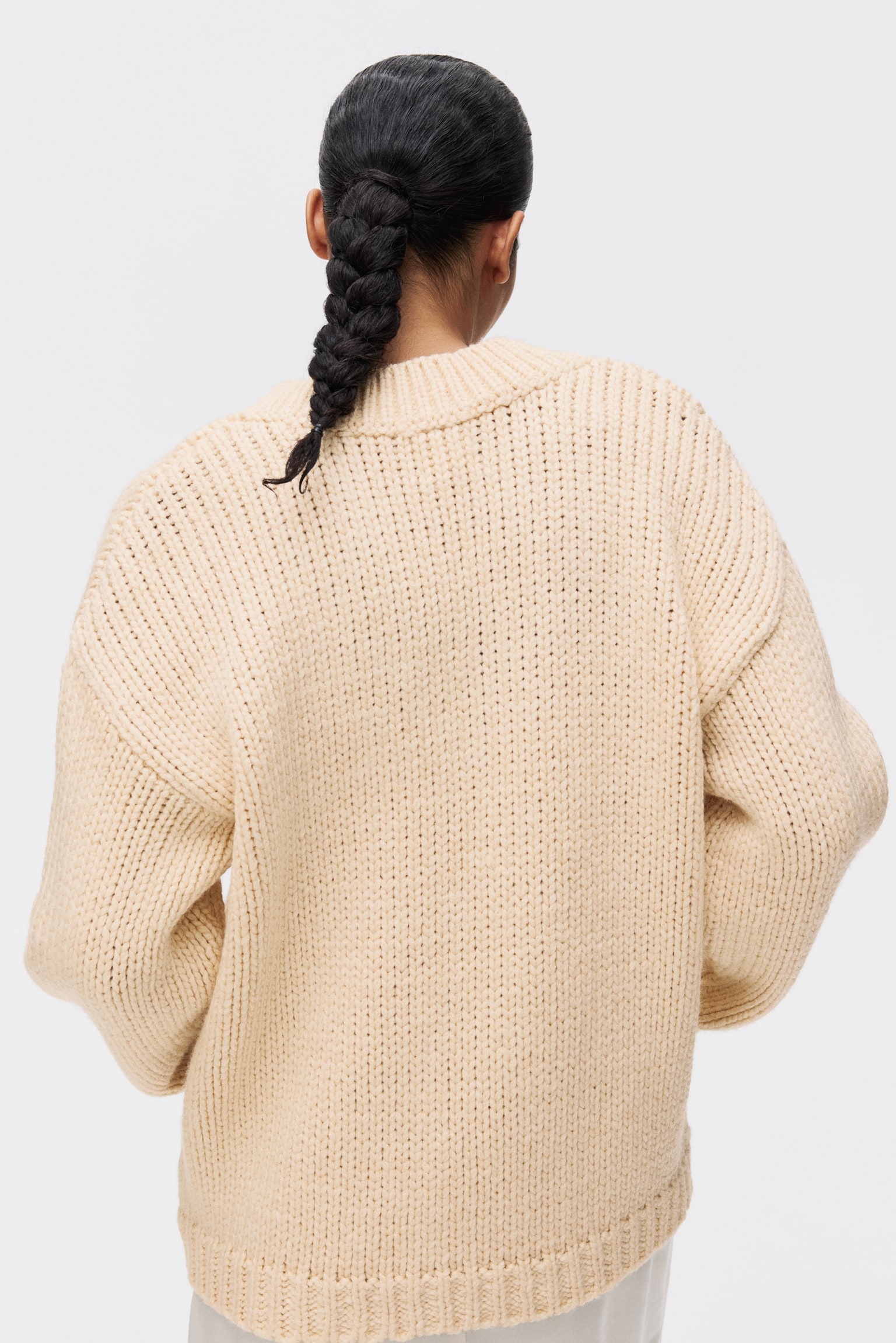 Женский свитер H&M Knit V-Neck, цвет: Сливочный жёлтый — фото 5