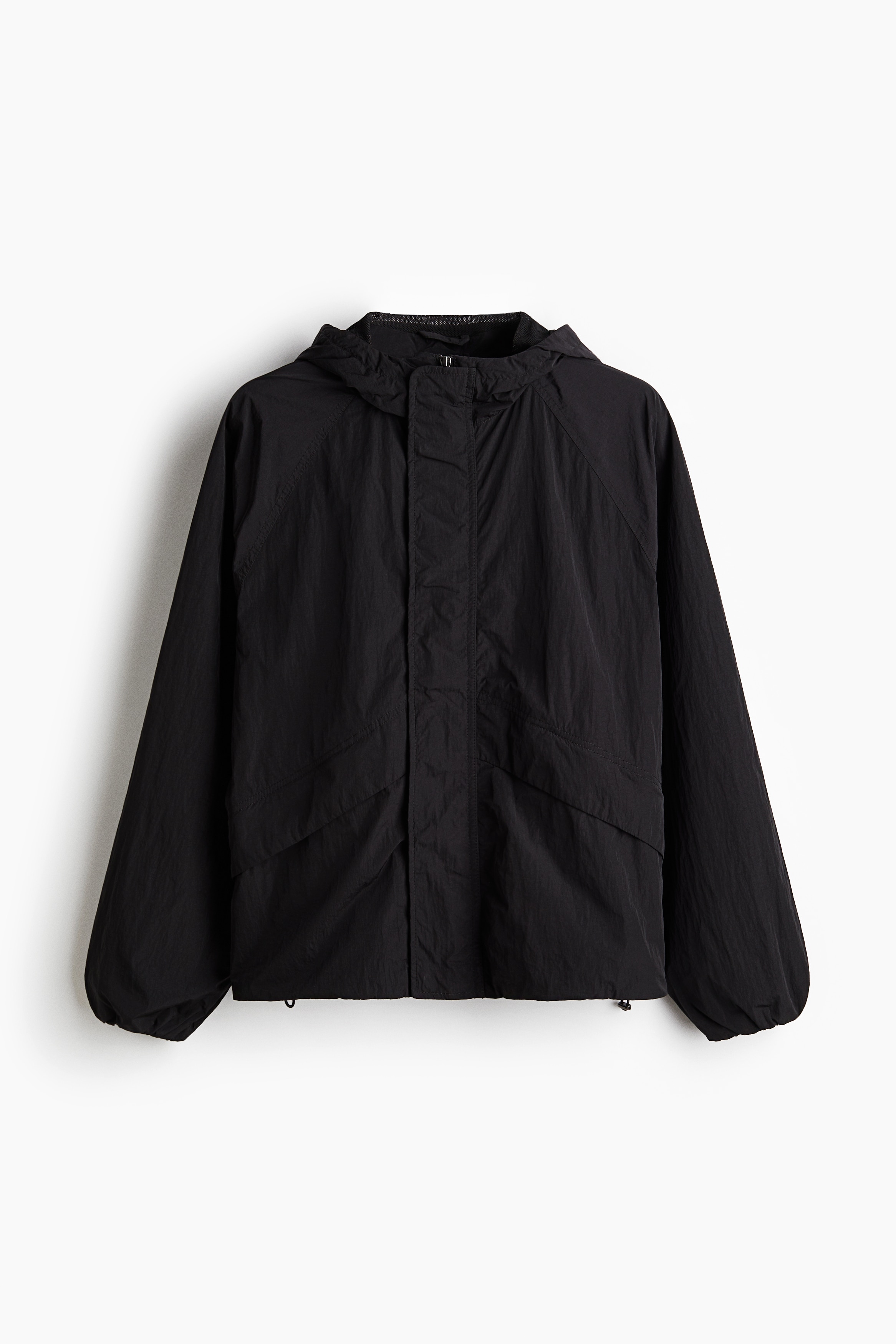 Loose Fit Nylon Windbreaker - Black/Dark khaki green