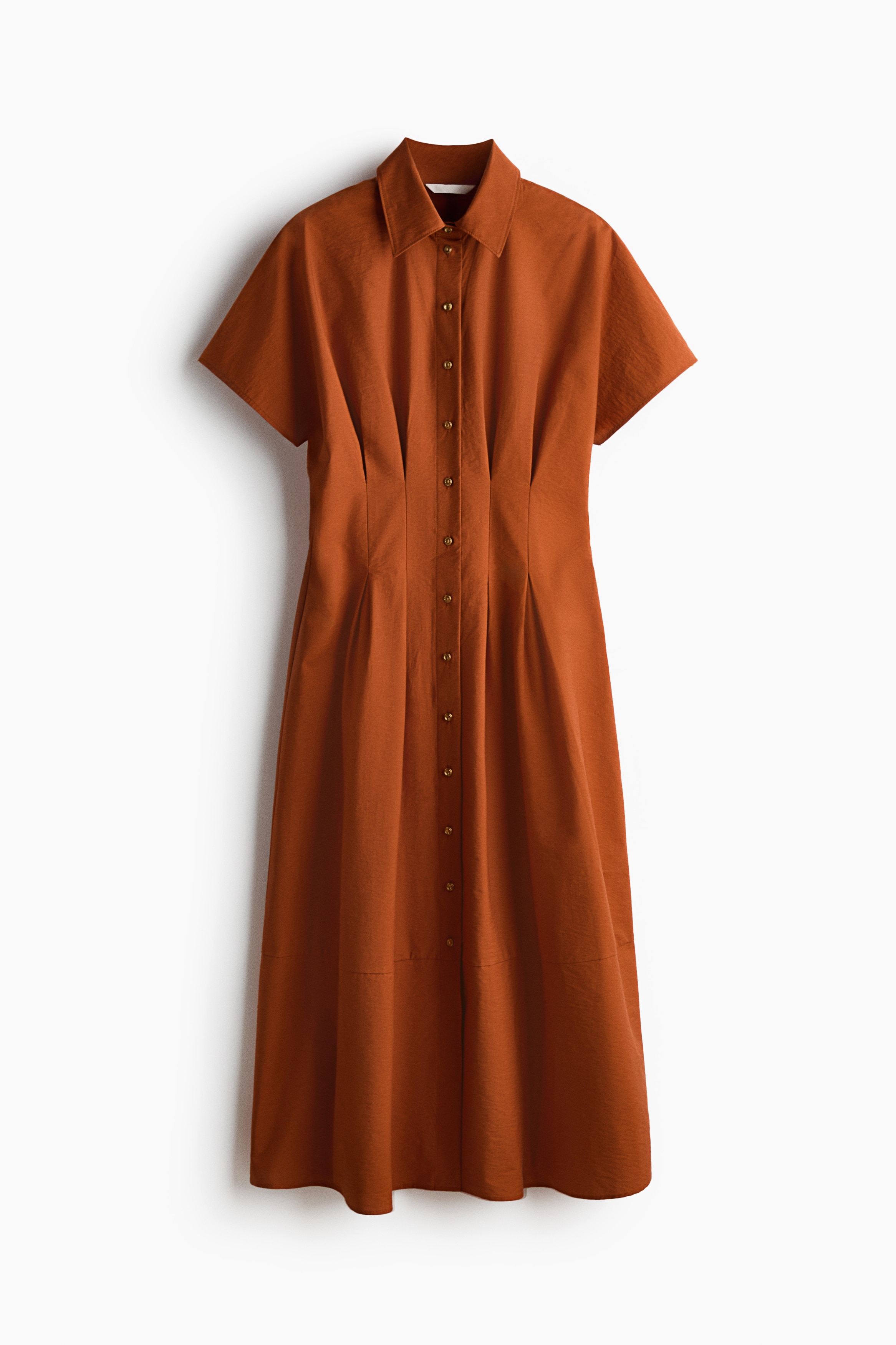 Waisted shirt dress - Burnt orange/Light yellow