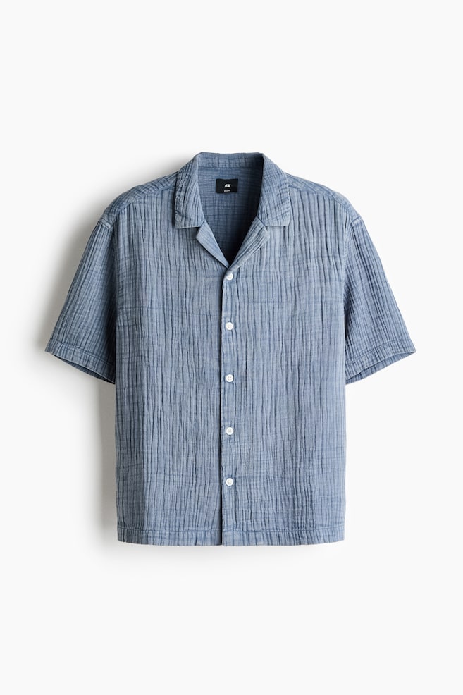 Relaxed-Fit Short-Sleeved Muslin Shirt - Dusty blue/Black/Dusty red/Dusty yellow - 1