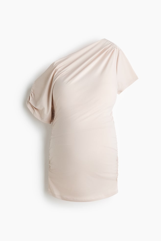 MAMA Draped One-Shoulder Top - Light beige/Khaki green - 1