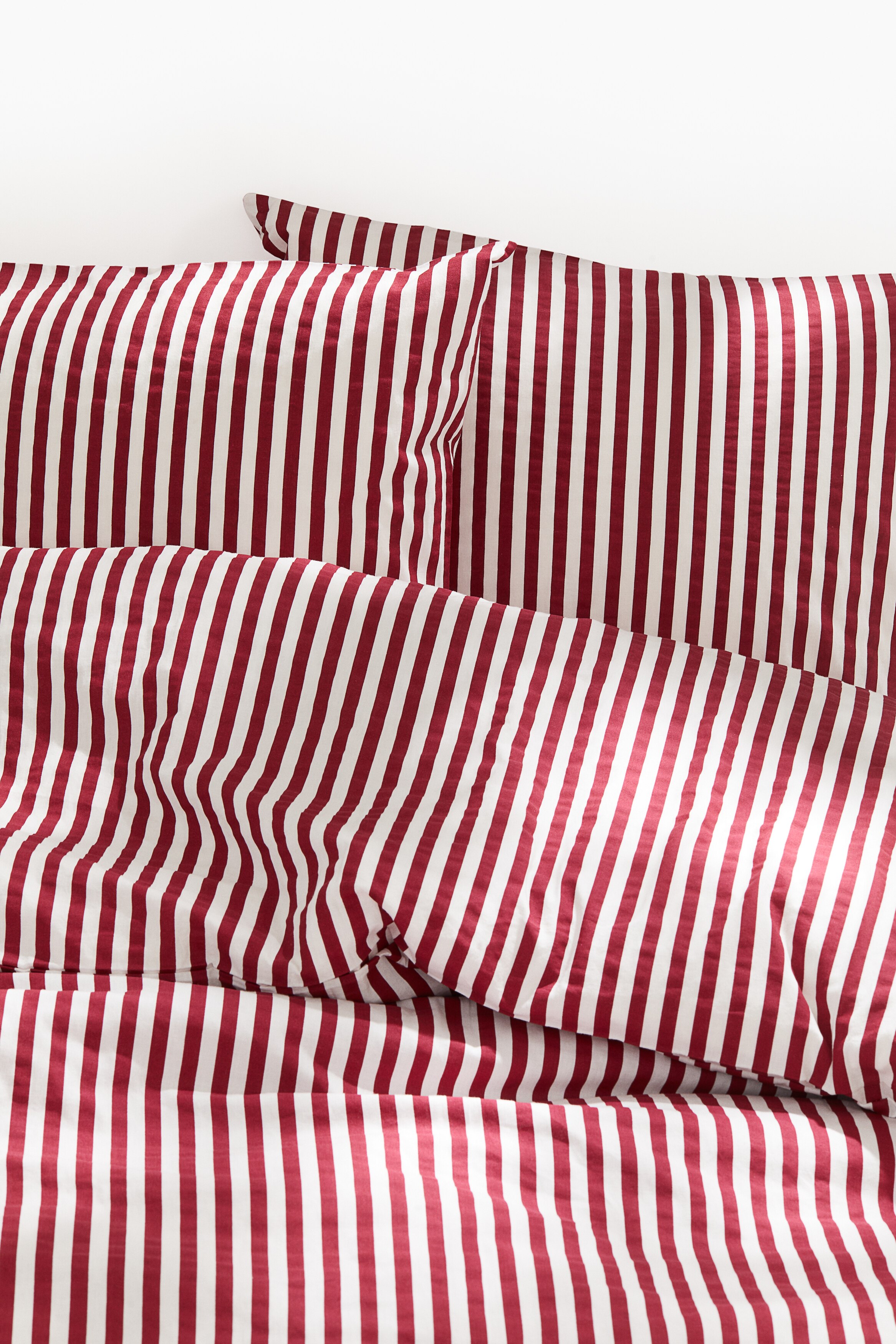 H&M Home  - Baumwollbettwäsche für Doppel- und Kingsize-Betten - Rot/Gestreift - size: 240x220 70x90