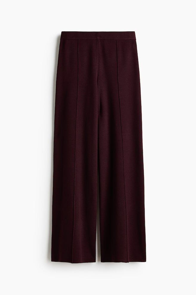 Wide fine-knit trousers - Burgundy/Light beige marl/Dark grey marl/Navy blue - 1