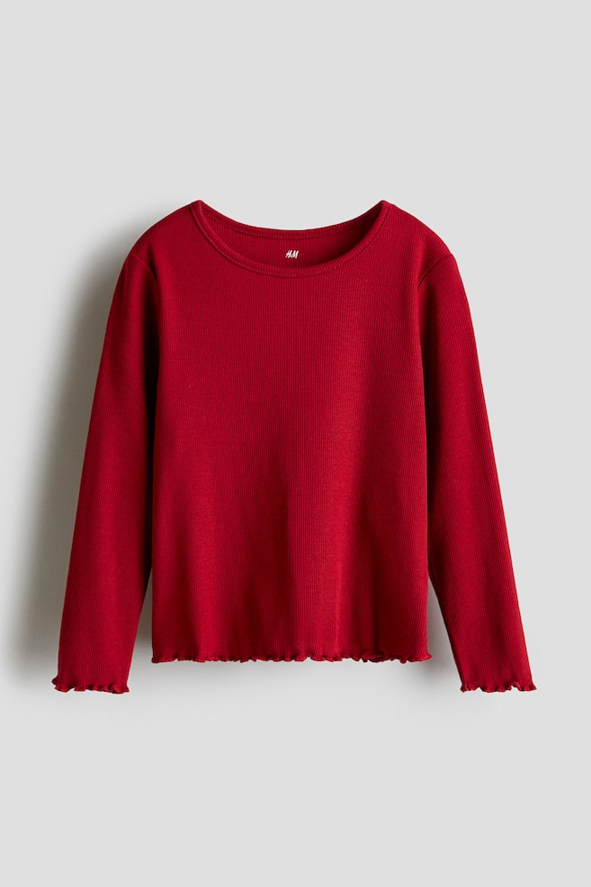 Long-sleeved Jersey Top - Red/Black/Hot pink/White/Dusty purple - 1