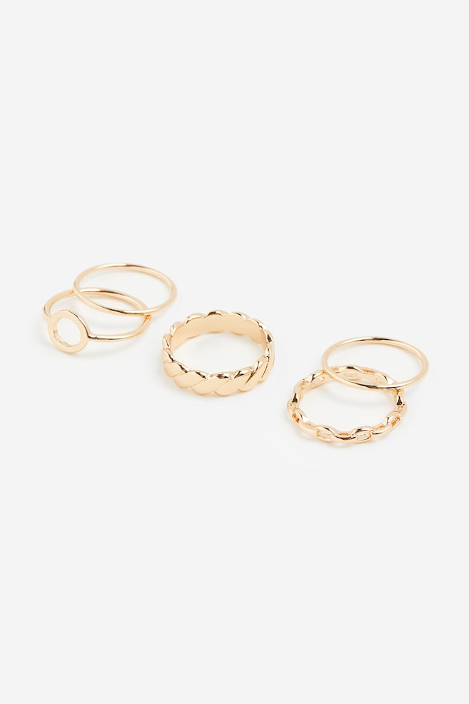 5-pack rings - Gold-coloured/Silver-coloured - 1