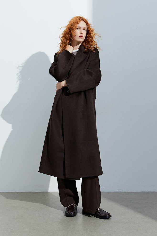 Wool-blend coat - Dark brown/Dark grey - 3