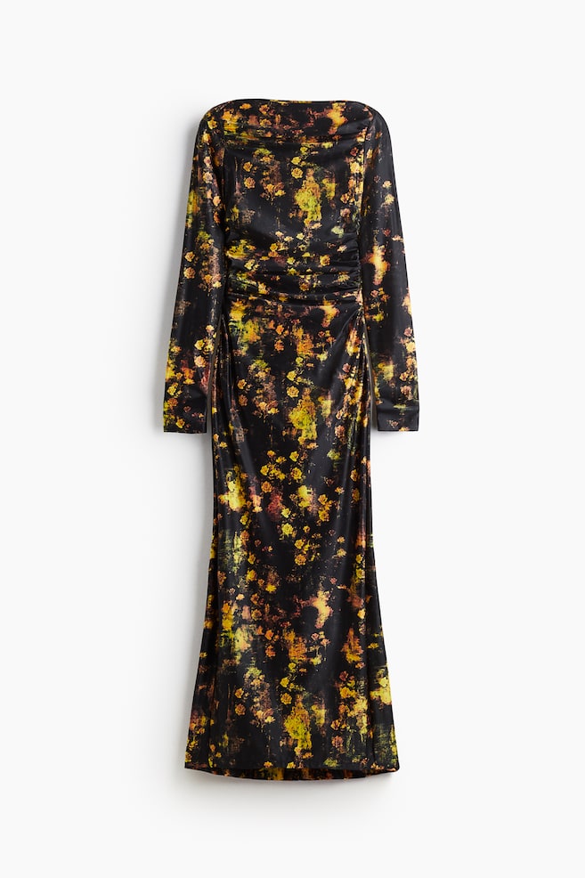 Kleid mit Print - Schwarz/Geblümt - 1