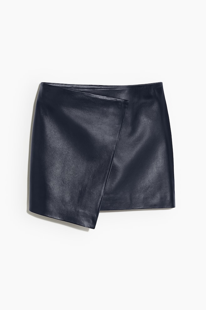 Leather wrap skirt - Midnight blue - 1