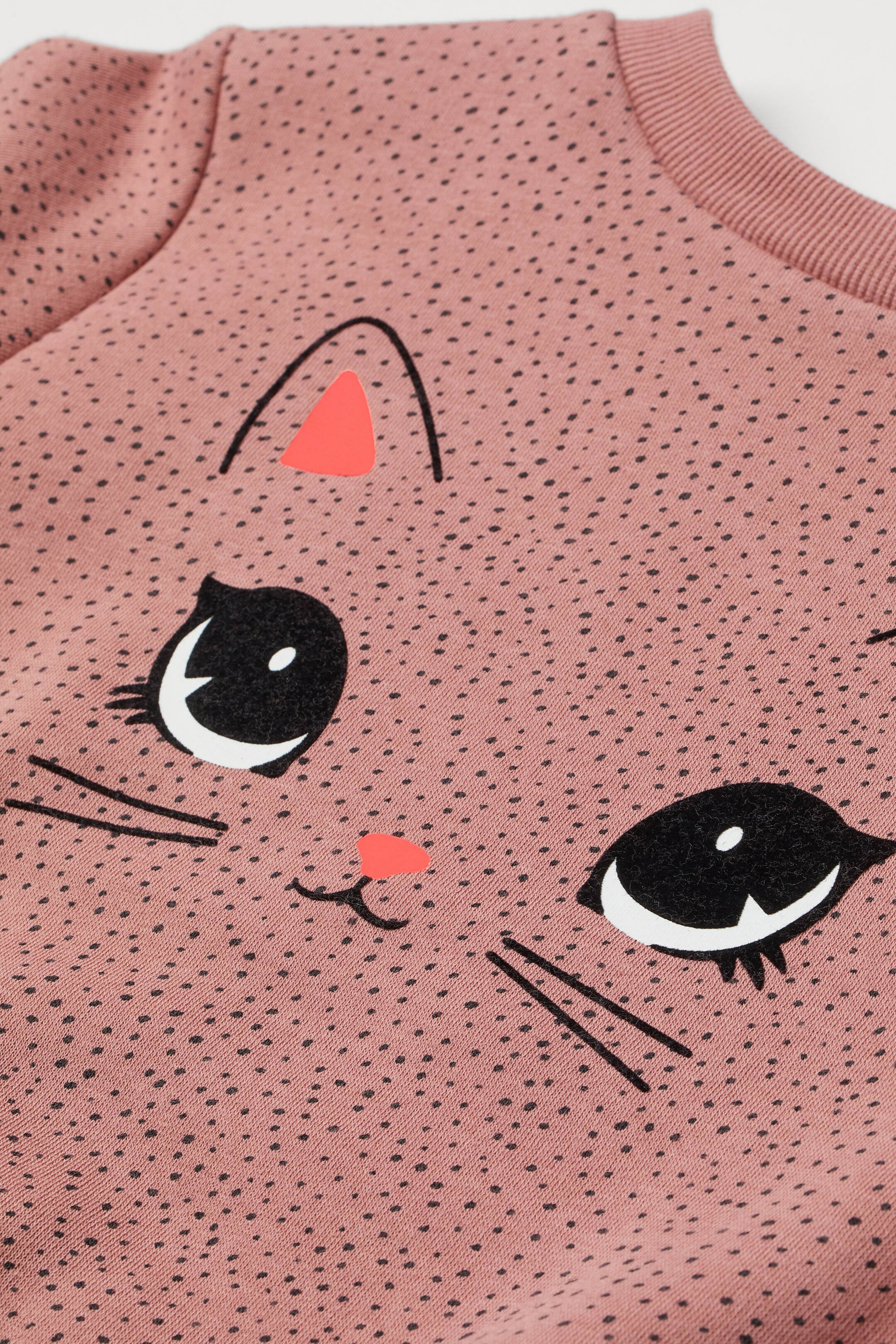 View larger image: Printed sweatshirt - Old rose/Cat - Kids | H&M HK 2
