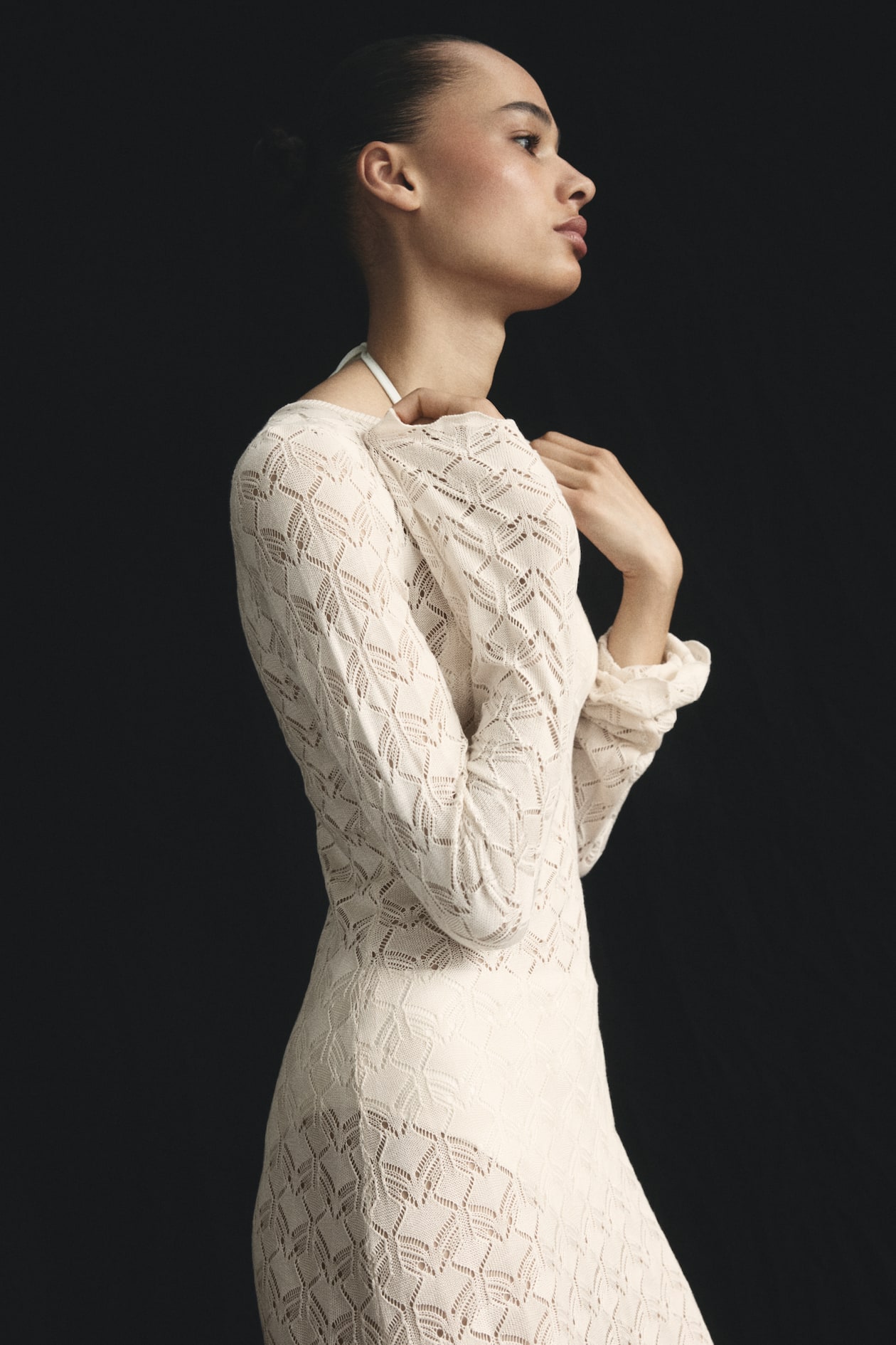 h & m crochet dress Women's Light beige Embellished Crochet-Look Beach Dress