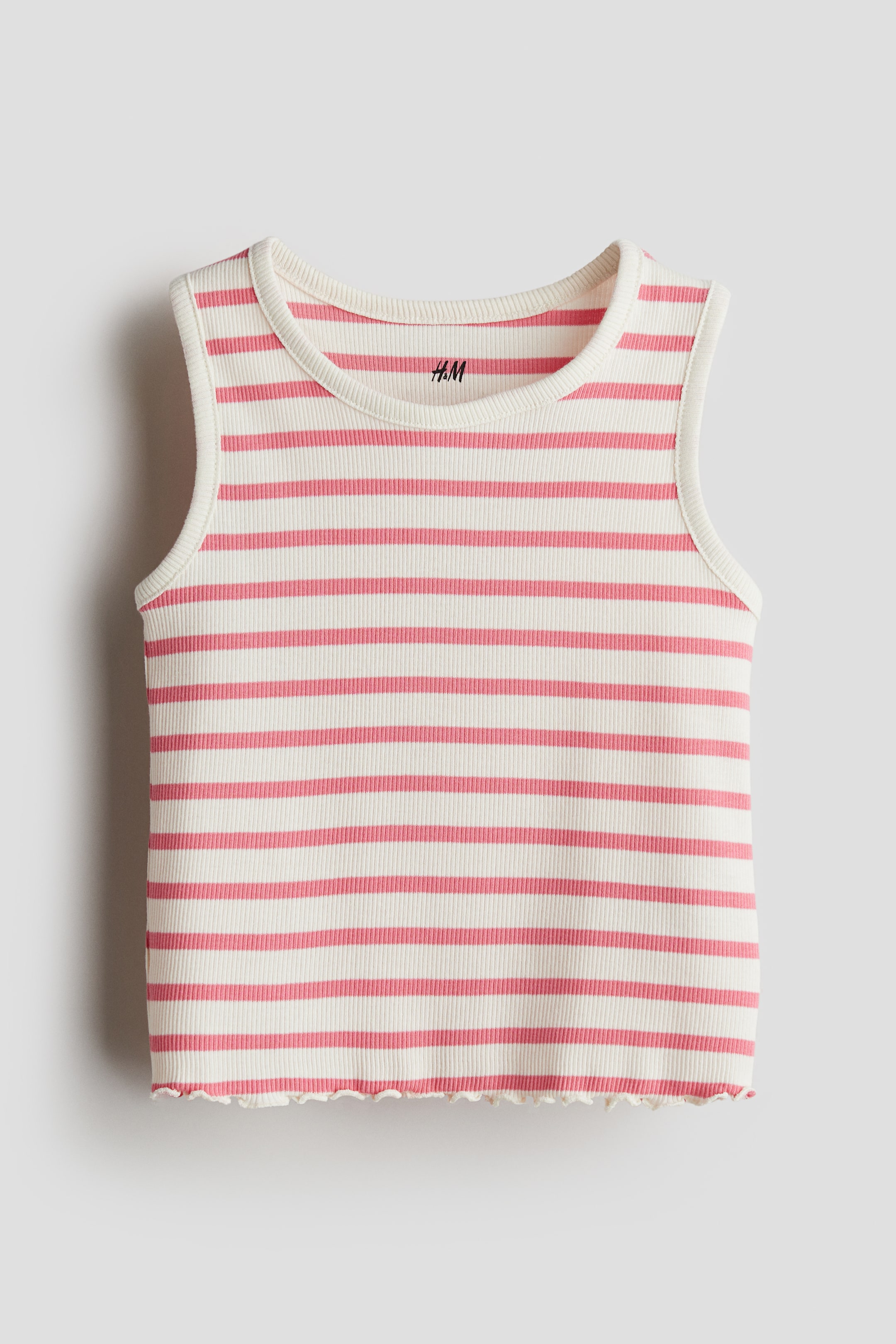 Ribbed vest top - Pink/Striped - Kids | H&M GB 1