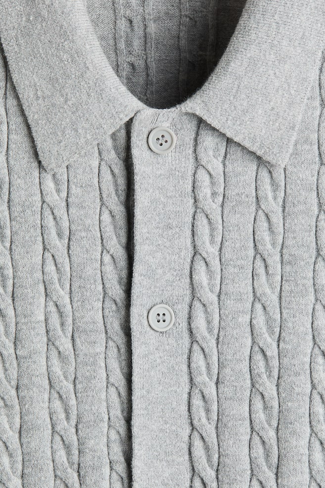 Regular Fit Cable-knit shirt-Grey - 6
