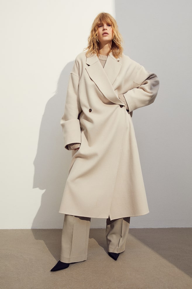 Wool-blend coat - Light beige - 1
