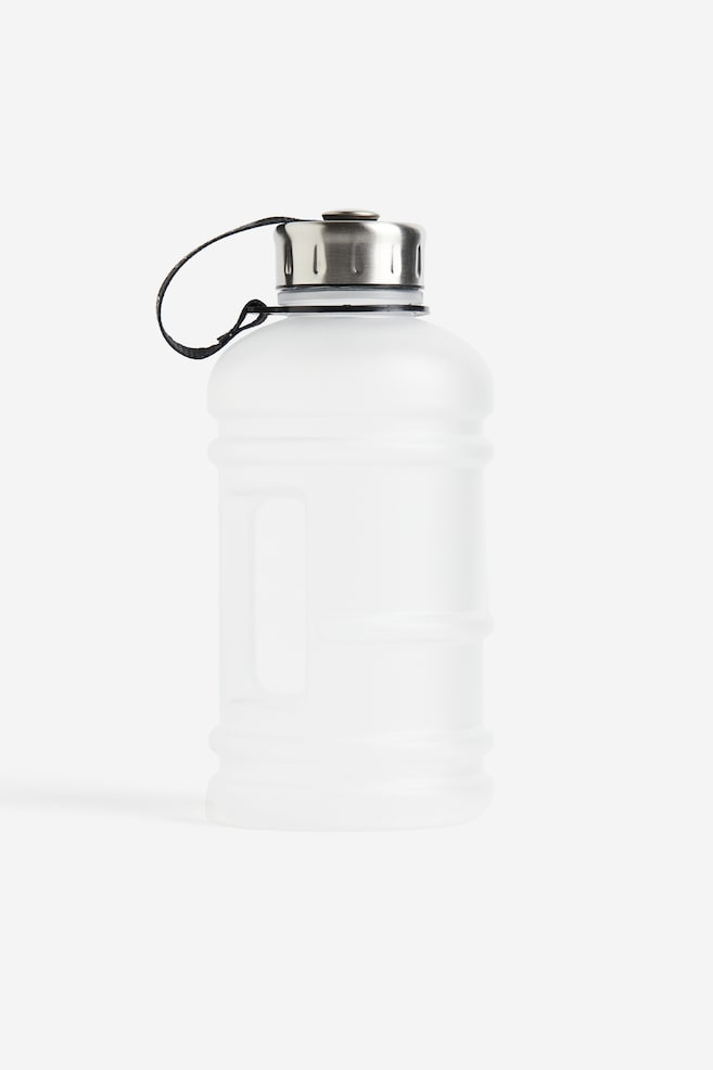 Vannflaske med skrukork - Hvit/Sort - 1