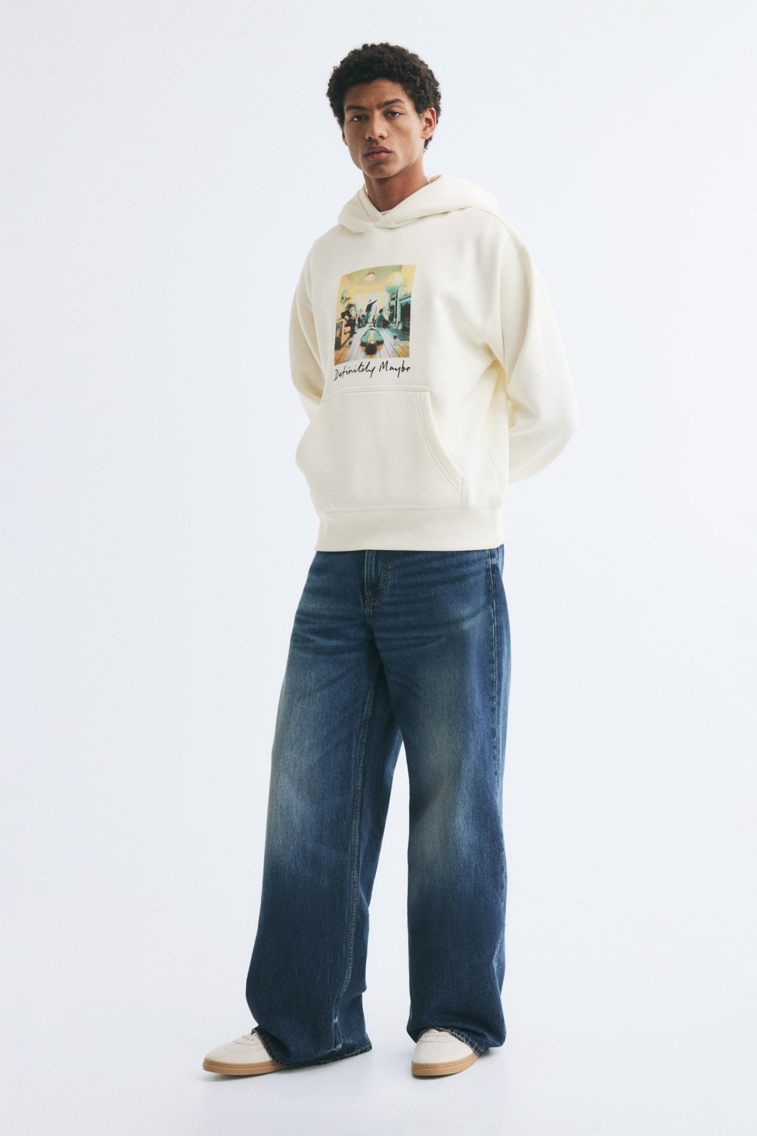 Мужское худи H&M Relaxed-Fit Printed, цвет: Кремовый — фото 3
