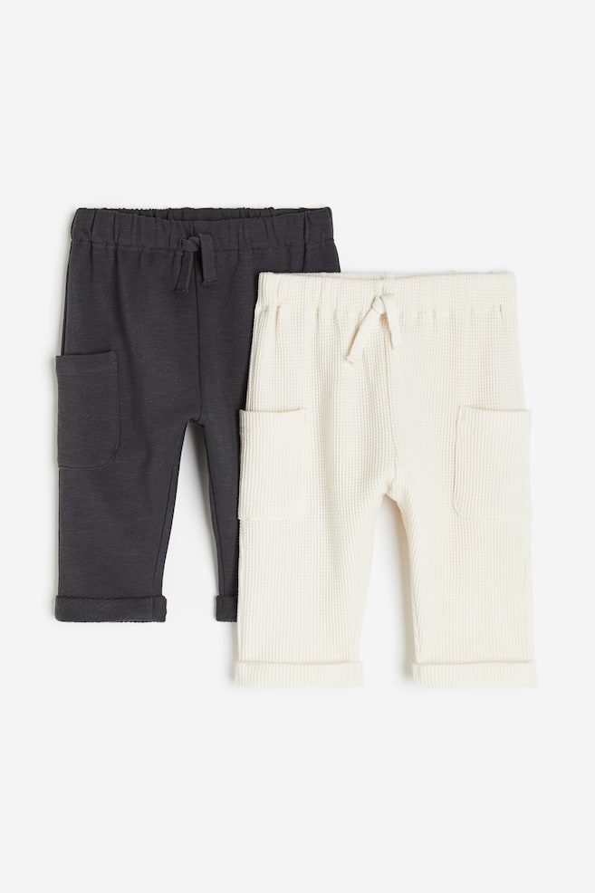 Lot de 2 pantalons - Gris foncé/écru - 1