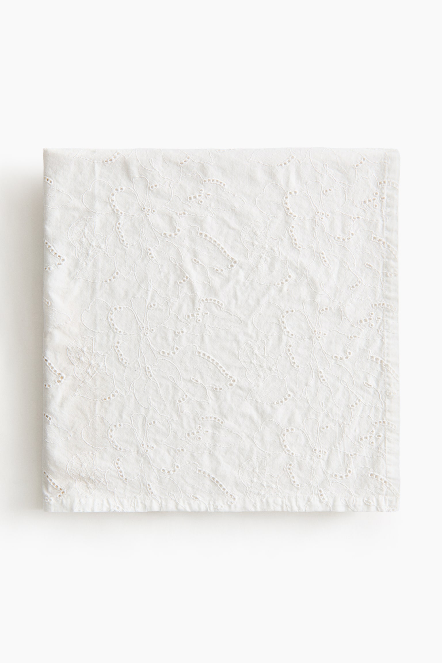 Tablecloth with Eyelet Embroidery - White