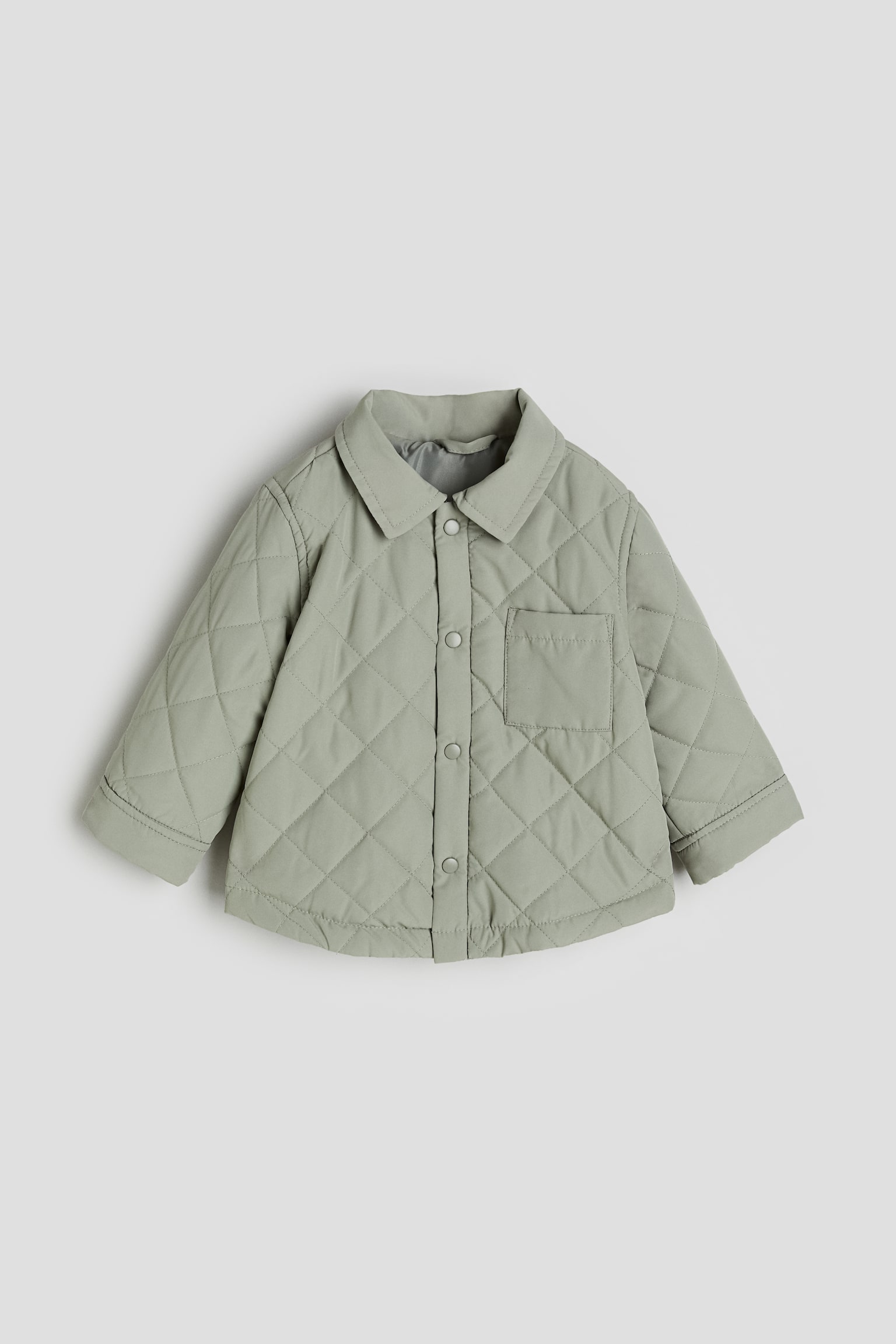 Quilted Shirt Jacket - Light khaki green/Navy blue - 1