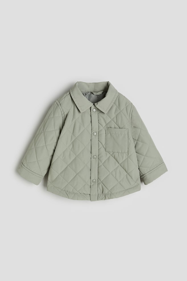 Quilted shacket - Light khaki green - 1
