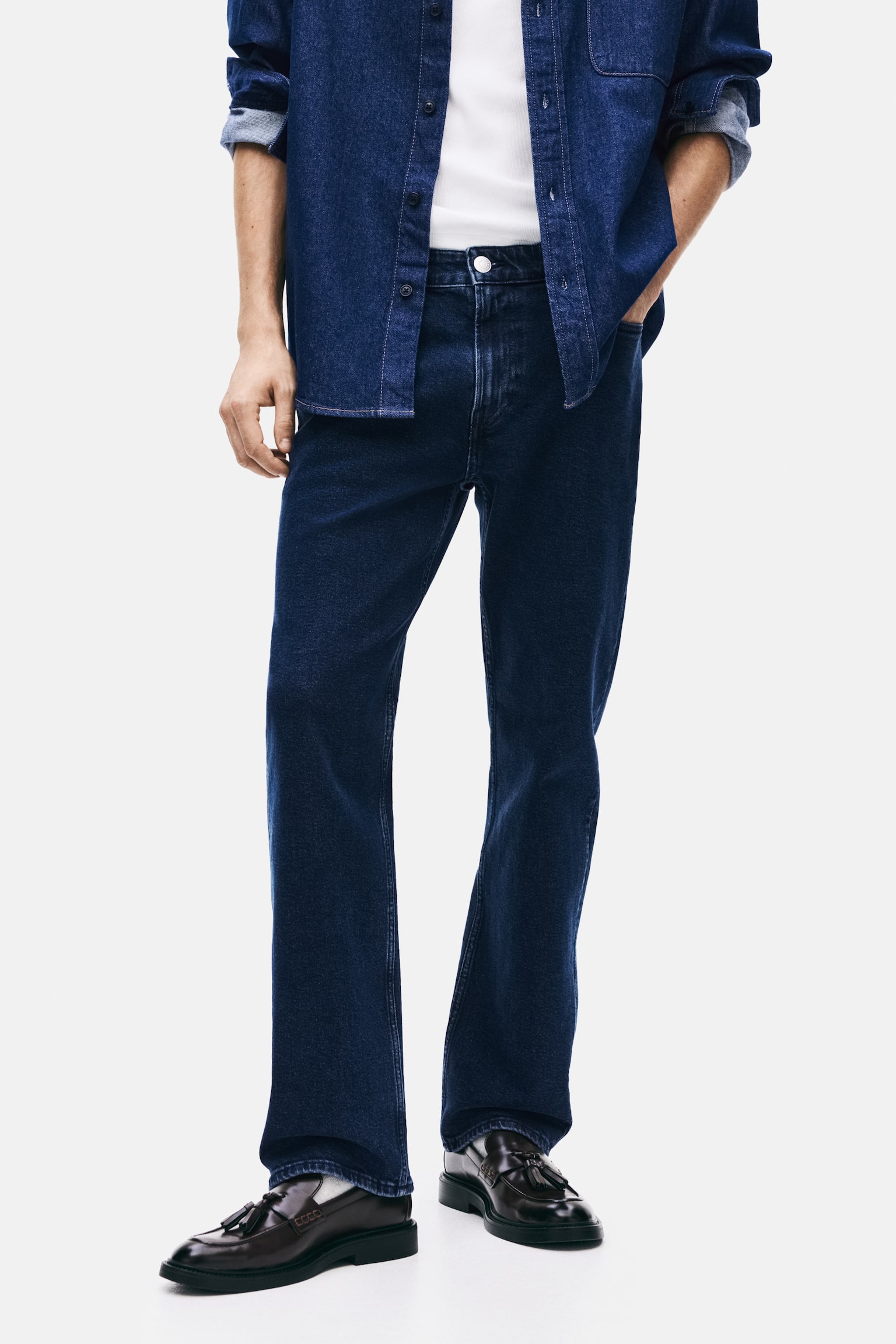Мужские джинсы H&M Regular, цвет: Тёмный джинсовый синий — фото 3