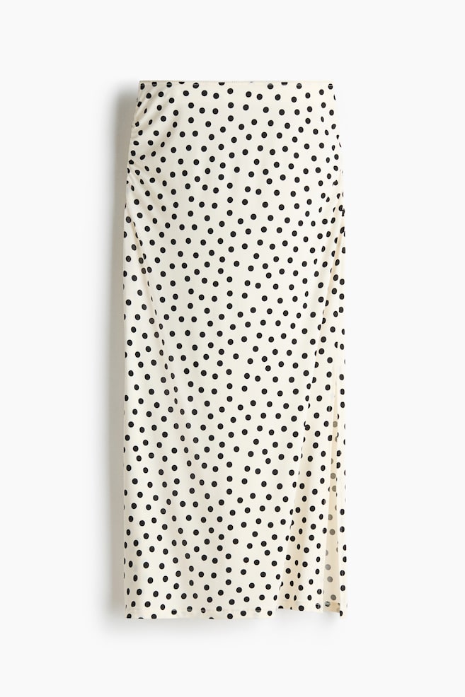 Draped midi skirt - Cream/Polka dot/Dark dusty pink - 1