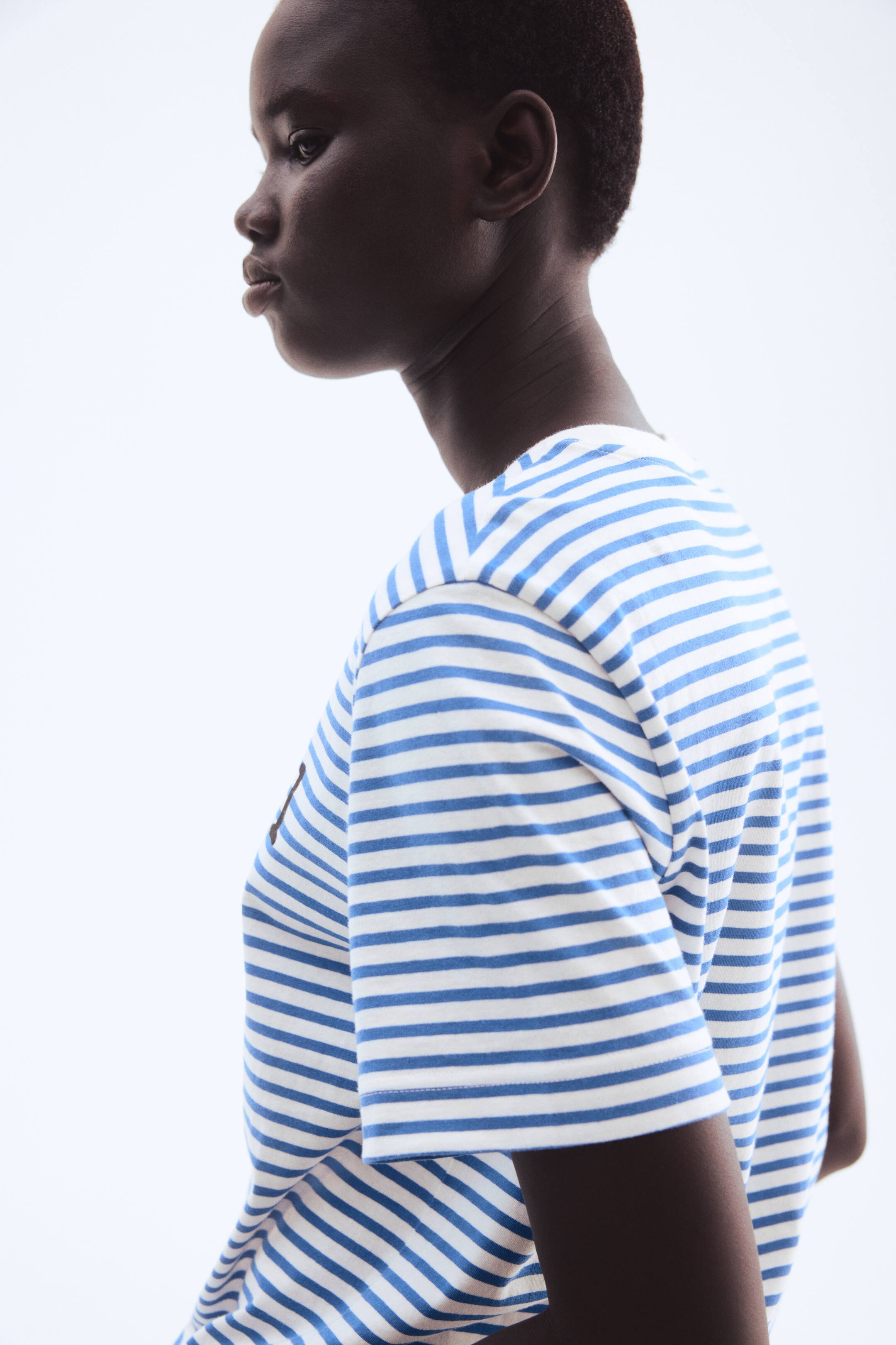 Nagyobb kép megtekintése: Printed T-shirt - Fehér/kék csíkos - NŐI | H&M HU 3