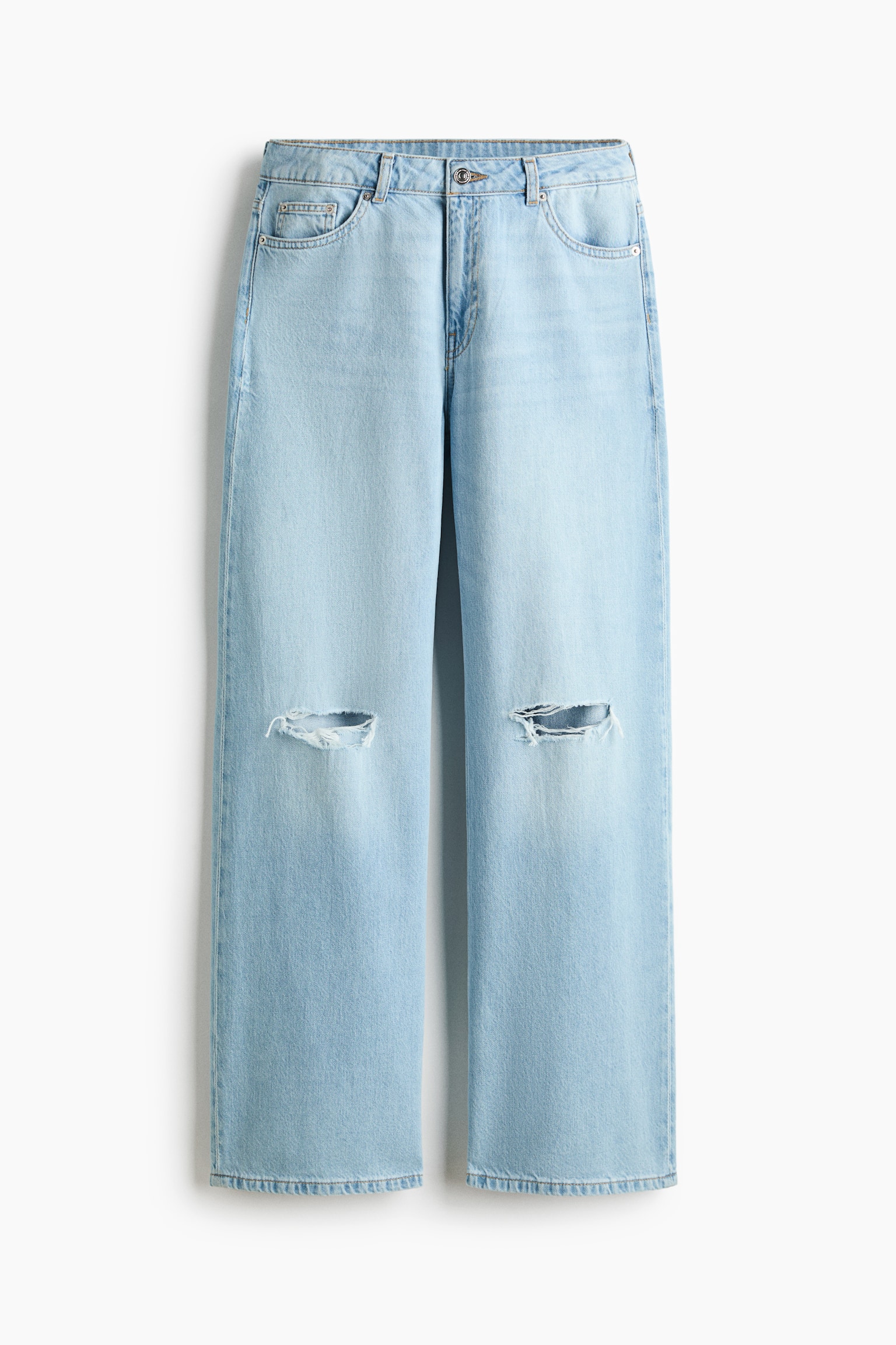 Baggy Regular Waist Jeans - Bleu denim clair/Bleu denim délavé/Gris clair/Beige clair/Blanc - 2