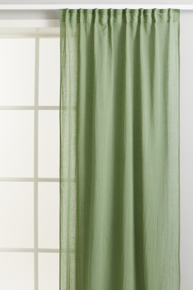 2pack Linenblend Curtain Panels Green Home All H&M US