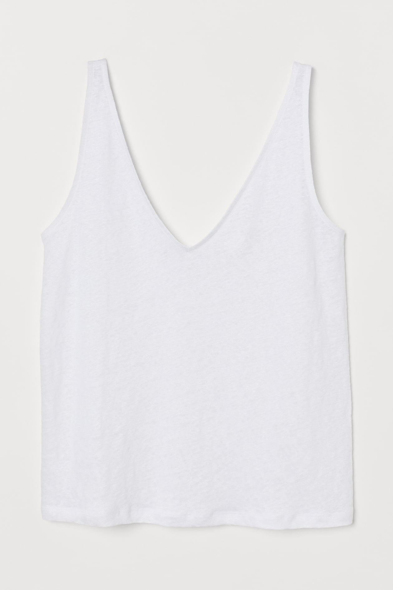 Linen Tank Top - V-neck - Sleeveless - White - Ladies | H&M US