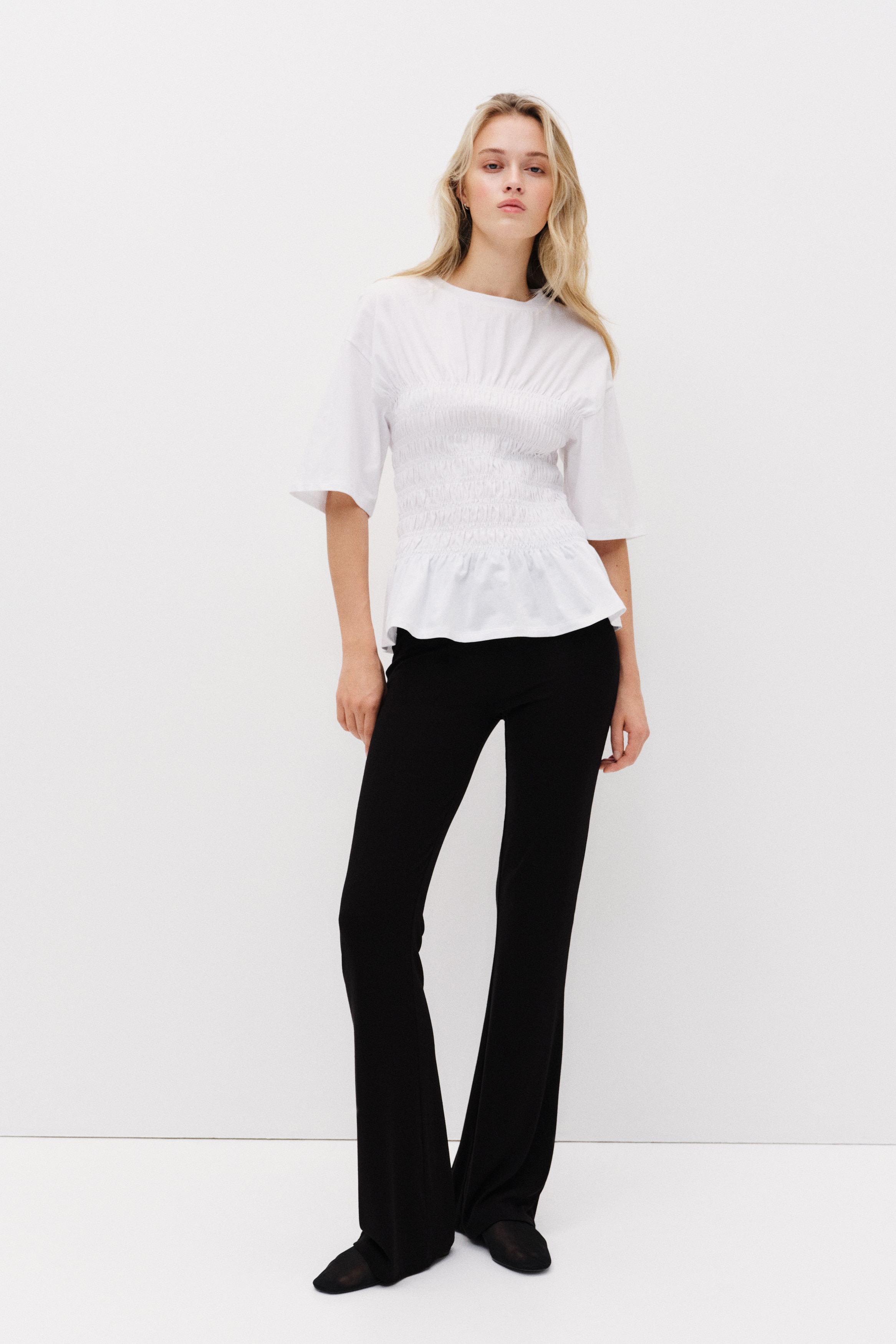 Flared broek van tricot - Zwart/Donkerbruin/Donkergrijs gemêleerd