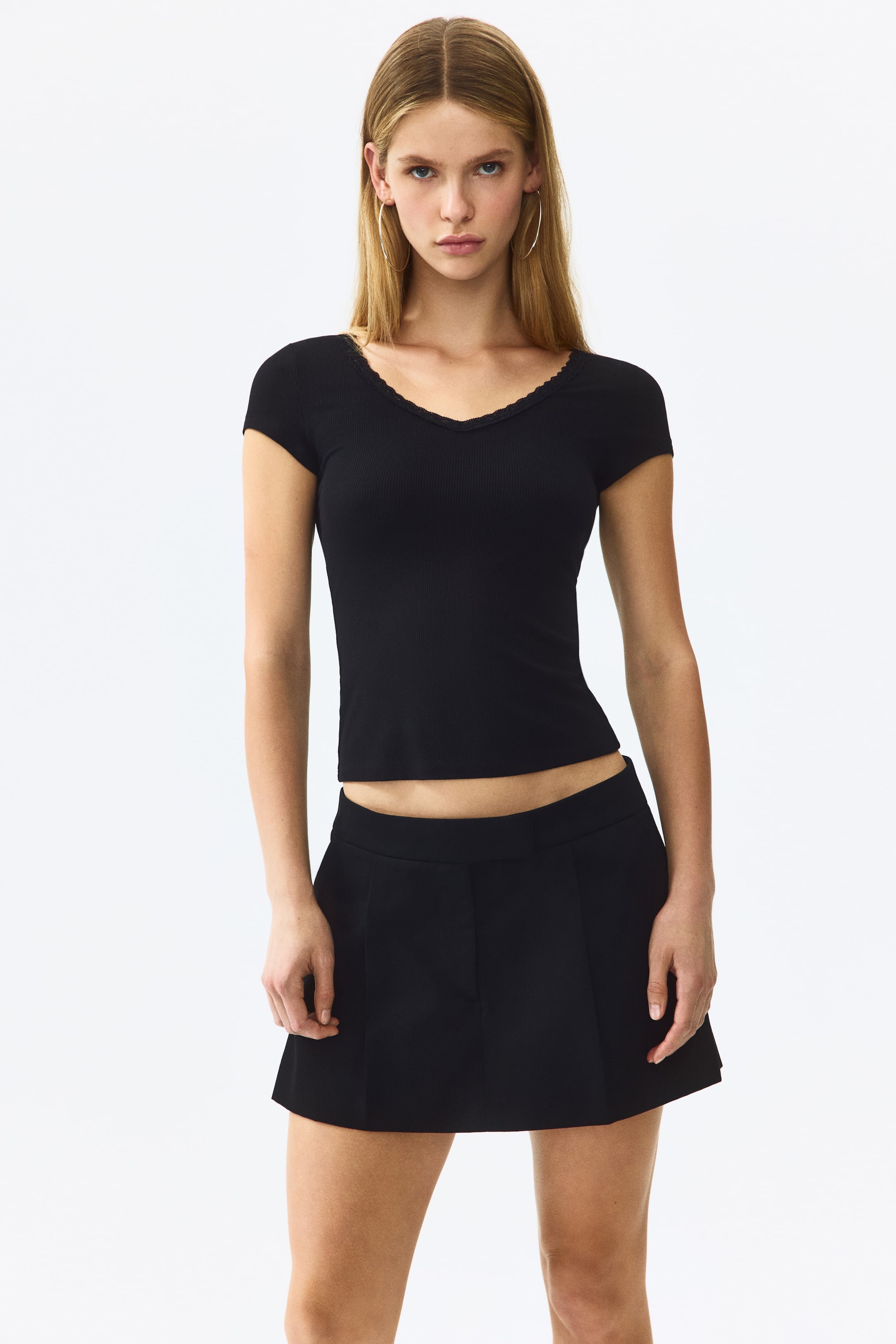 Lace-Trimmed Viscose Top