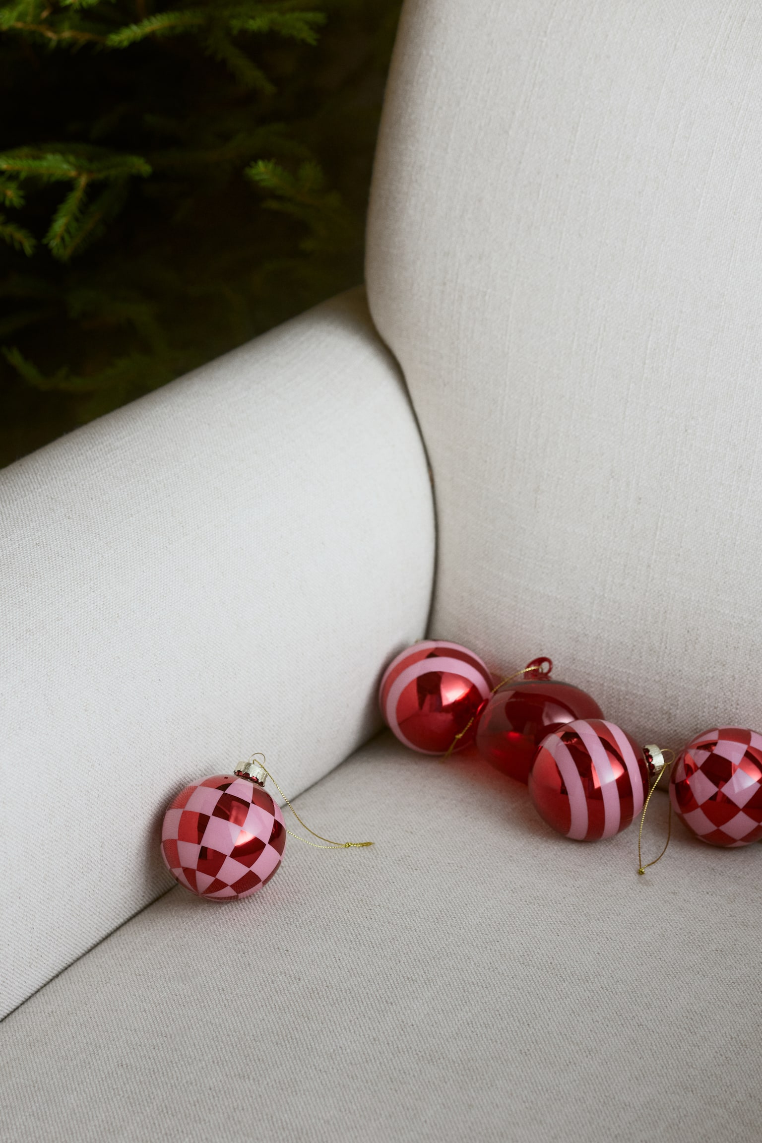 2-pack patterned baubles - Red/Patterned/Black/Patterned/Red/Patterned - 2